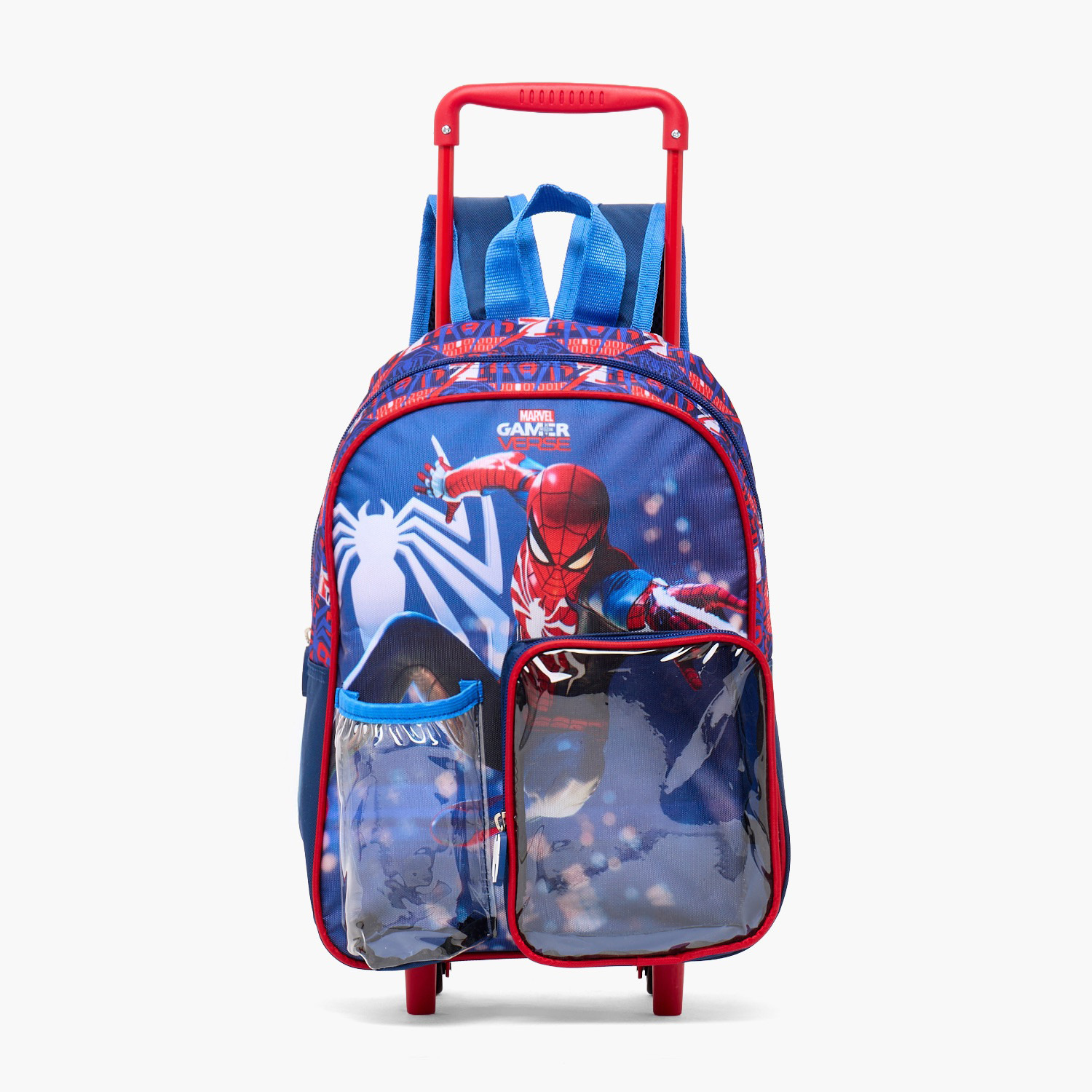 طقم شنطة مدرسية ترولي بطبعات سبايدرمان مع صندوق غداء 3 قطع للبنات من 8-13 سنة-school-bagsandbackpacks-trolleybags-image-2