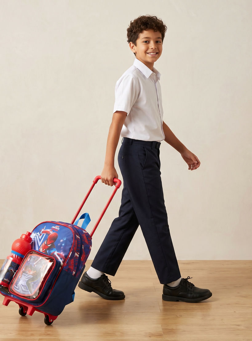 طقم شنطة مدرسية ترولي بطبعات سبايدرمان مع صندوق غداء 3 قطع للبنات من 8-13 سنة-school-bagsandbackpacks-trolleybags-image-3
