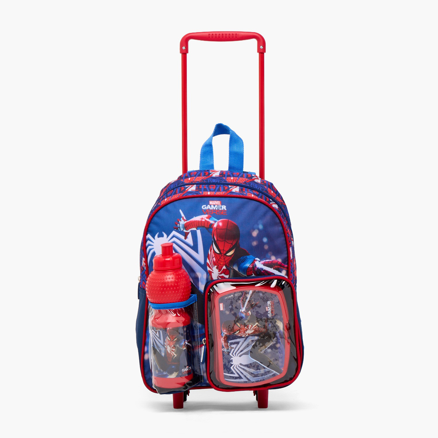 طقم شنطة مدرسية ترولي بطبعات سبايدرمان مع صندوق غداء 3 قطع للبنات من 8-13 سنة-school-bagsandbackpacks-trolleybags-image-4