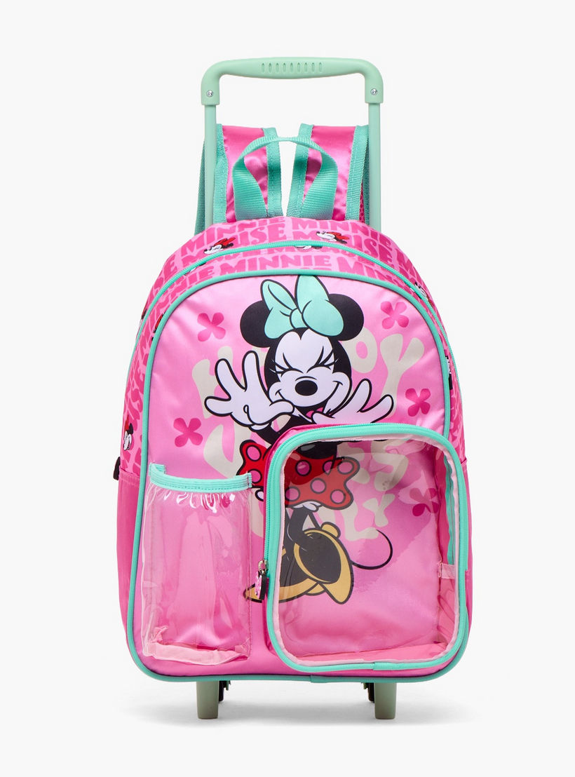 طقم شنطة مدرسية ترولي بطبعات ميني ماوس مع صندوق غداء 3 قطع للبنات من 8-13 سنة-school-bagsandbackpacks-trolleybags-image-4