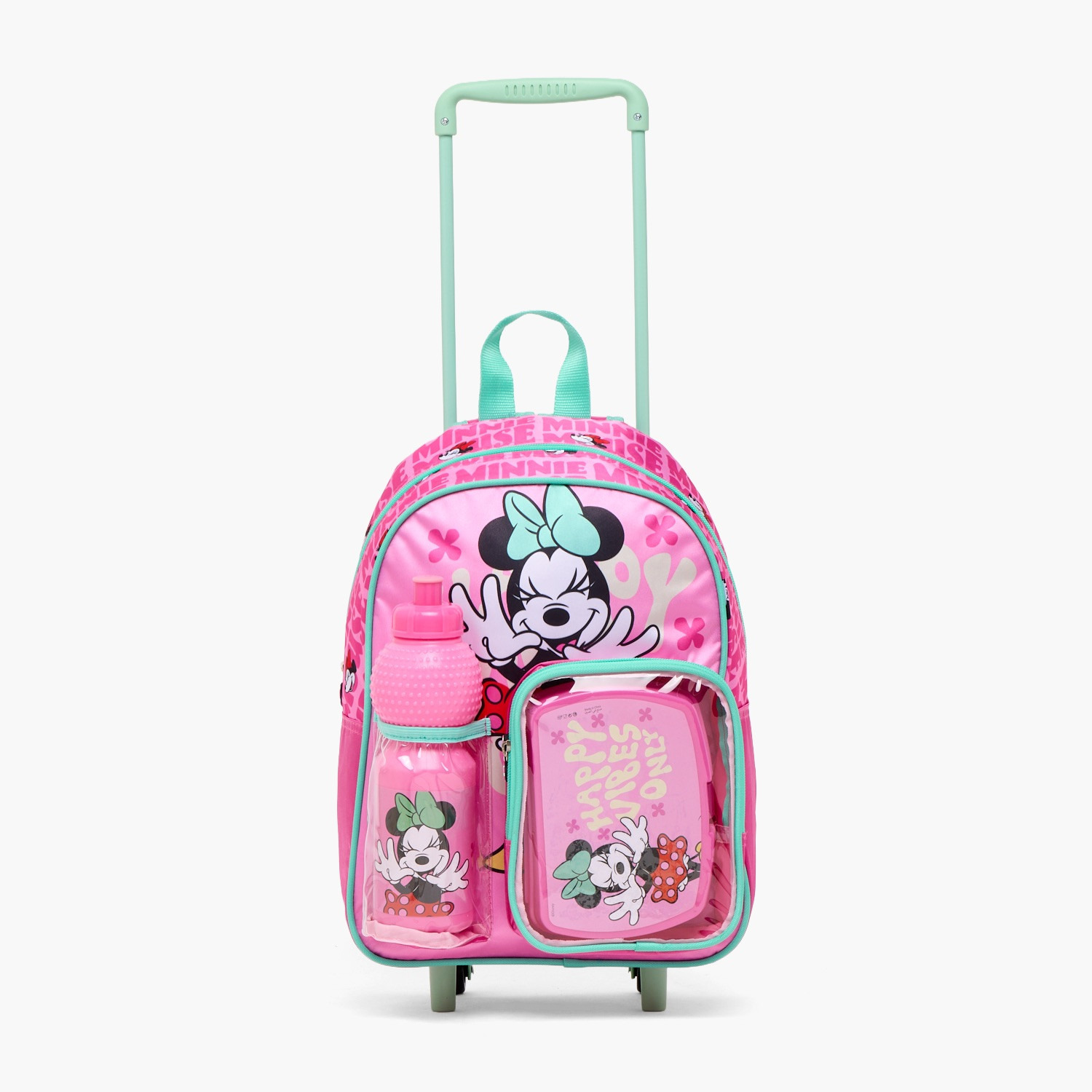 طقم شنطة مدرسية ترولي بطبعات ميني ماوس مع صندوق غداء 3 قطع للبنات من 8-13 سنة-school-bagsandbackpacks-trolleybags-image-5