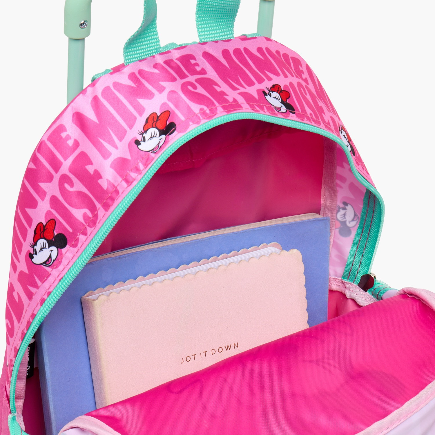طقم شنطة مدرسية ترولي بطبعات ميني ماوس مع صندوق غداء 3 قطع للبنات من 8-13 سنة-school-bagsandbackpacks-trolleybags-image-7