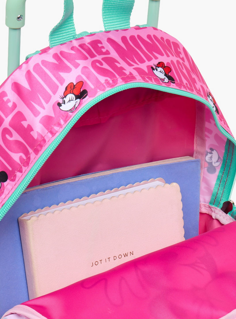 طقم شنطة مدرسية ترولي بطبعات ميني ماوس مع صندوق غداء 3 قطع للبنات من 8-13 سنة-school-bagsandbackpacks-trolleybags-image-7