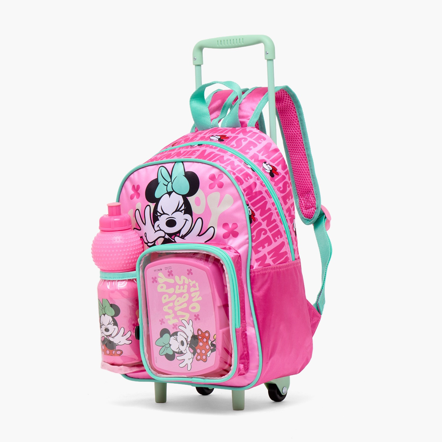 طقم شنطة مدرسية ترولي بطبعات ميني ماوس مع صندوق غداء 3 قطع للبنات من 8-13 سنة-school-bagsandbackpacks-trolleybags-image-8