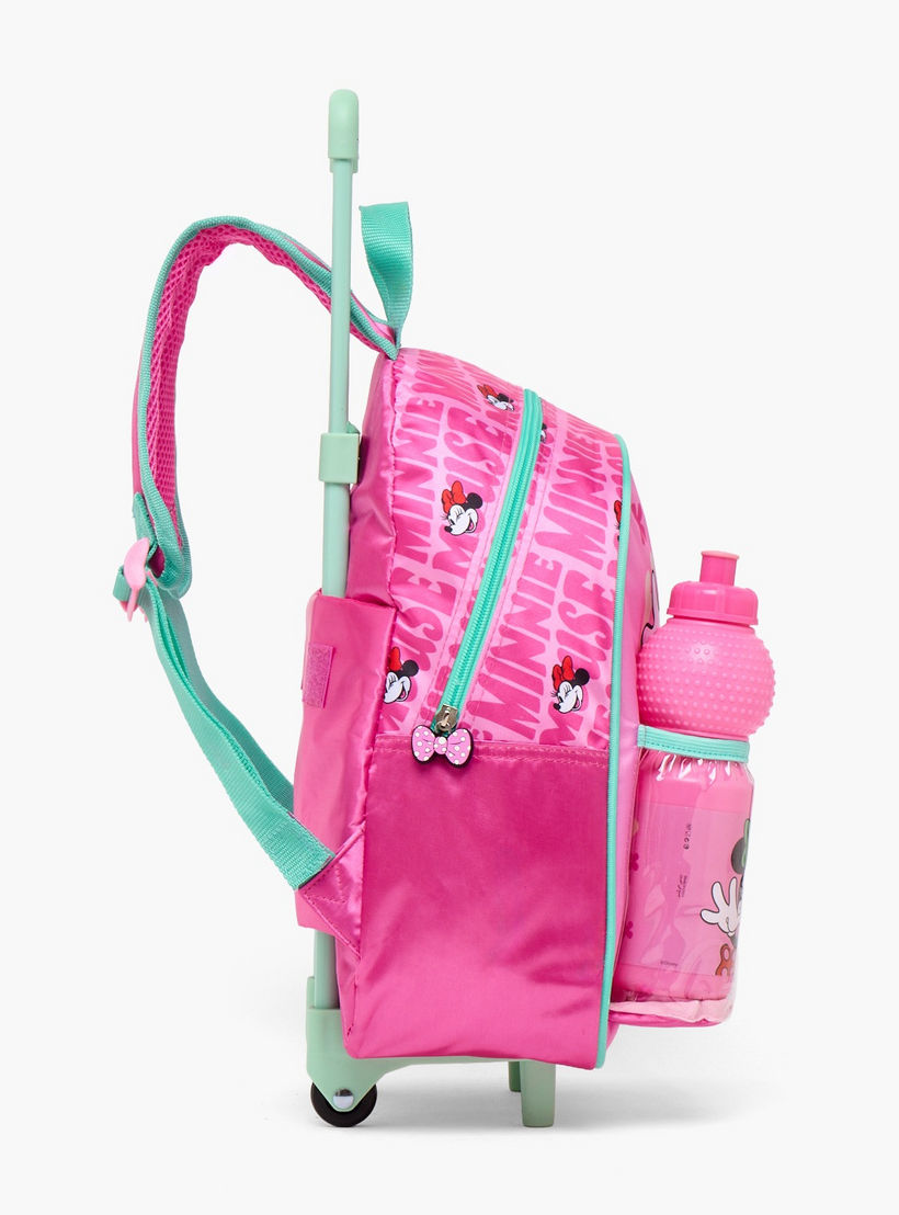 طقم شنطة مدرسية ترولي بطبعات ميني ماوس مع صندوق غداء 3 قطع للبنات من 8-13 سنة-school-bagsandbackpacks-trolleybags-image-9