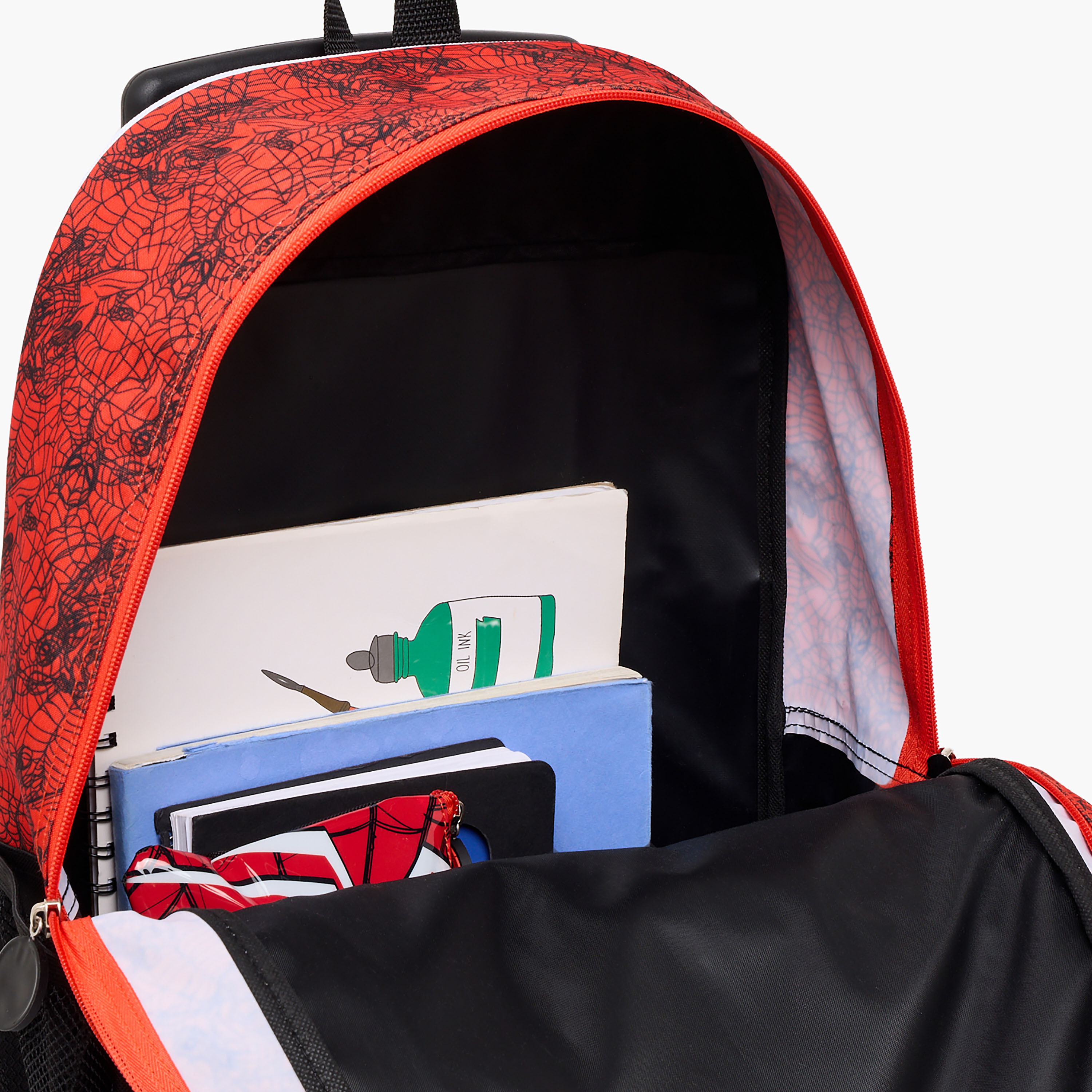 طقم شنطة ترولي وصندوق غداء وقارورة 5 قطع بتصميم سبايدرمان للأولاد بعمر 13 سنة فما فوق-school-bagsandbackpacks-trolleybags-image-7