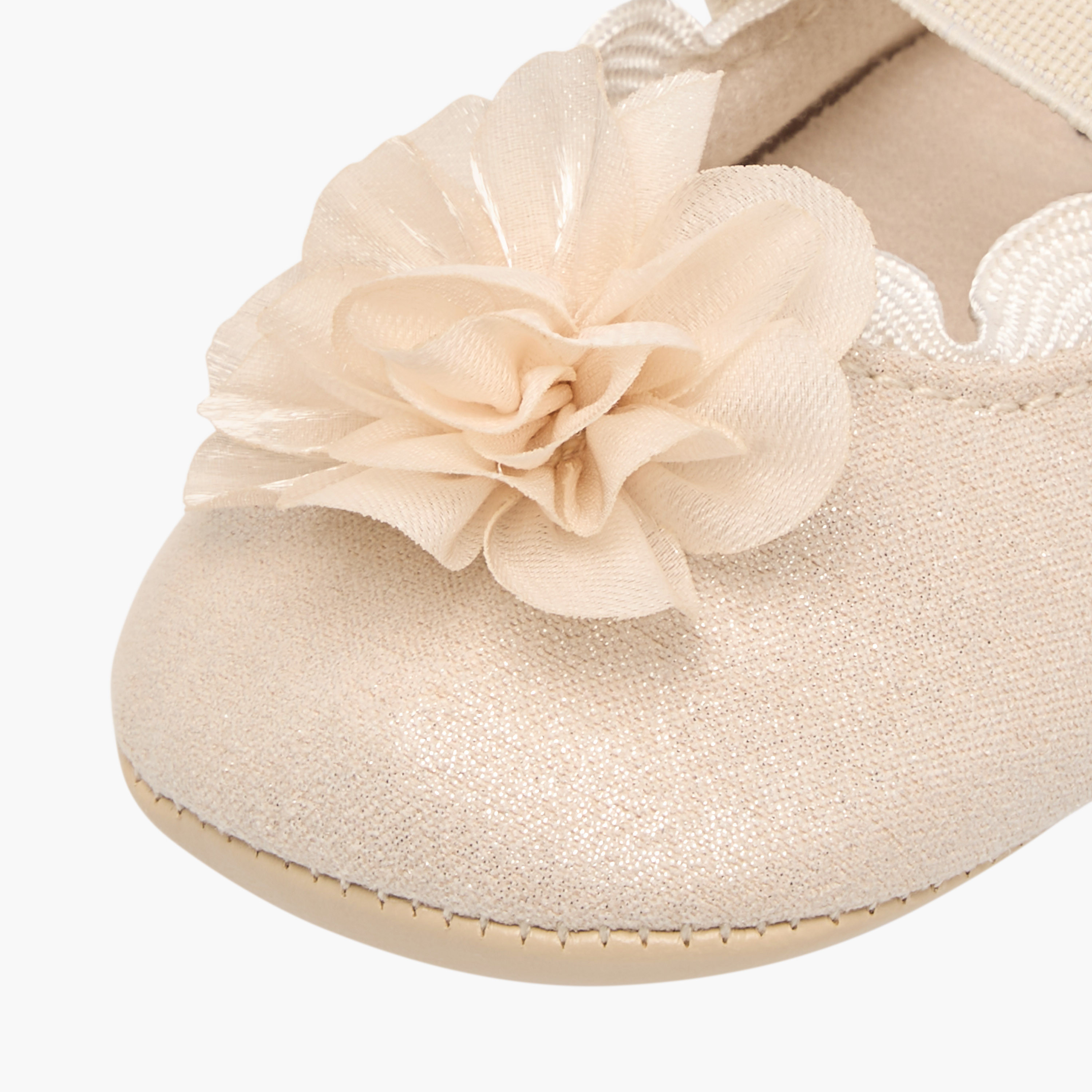 Giggles Floral Applique Booties with Elasticated Strap-baby-girls-shoes-booties-image-4