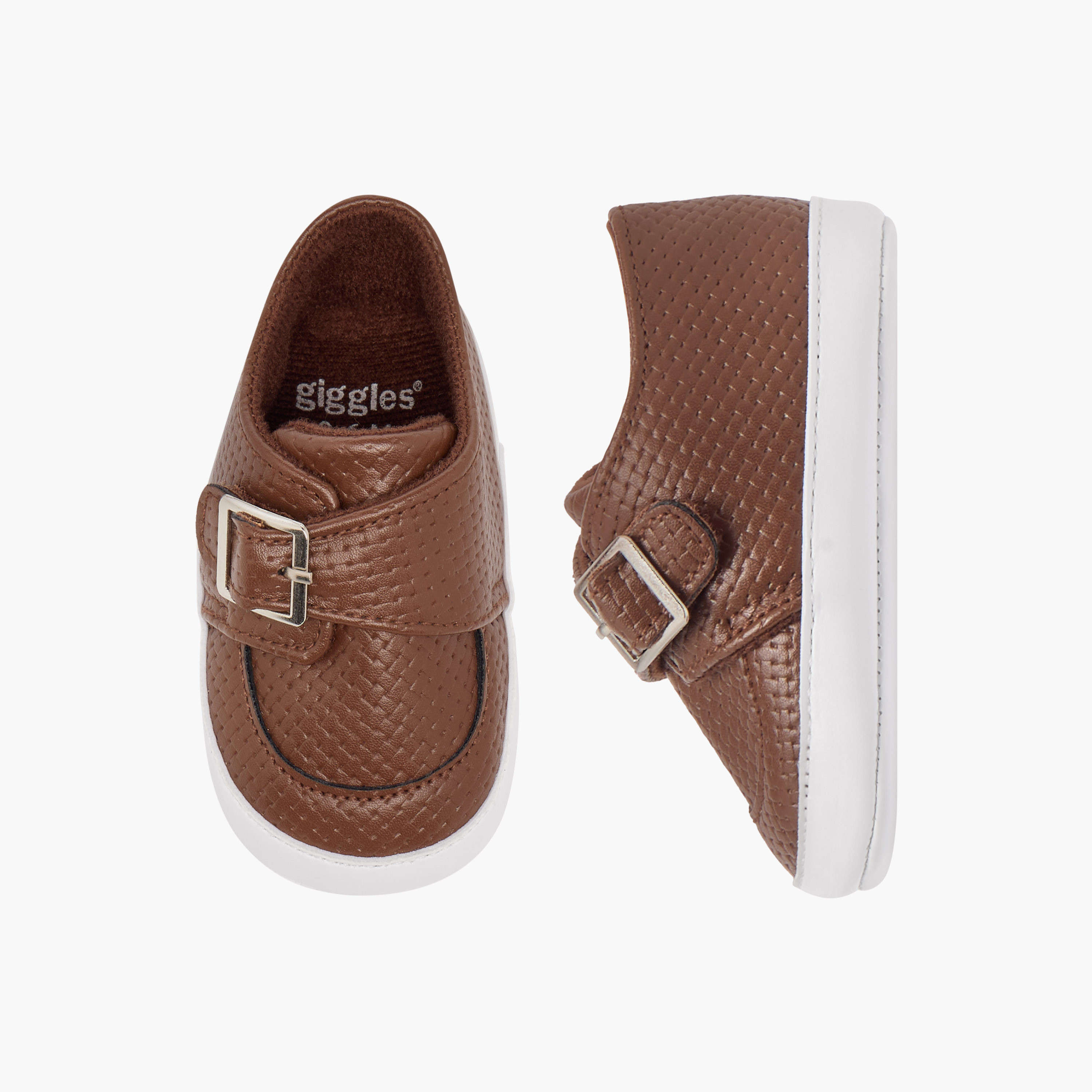 Giggles Buckle Accent Booties with Hook and Loop Closure-baby-boys-shoes-booties-image-1