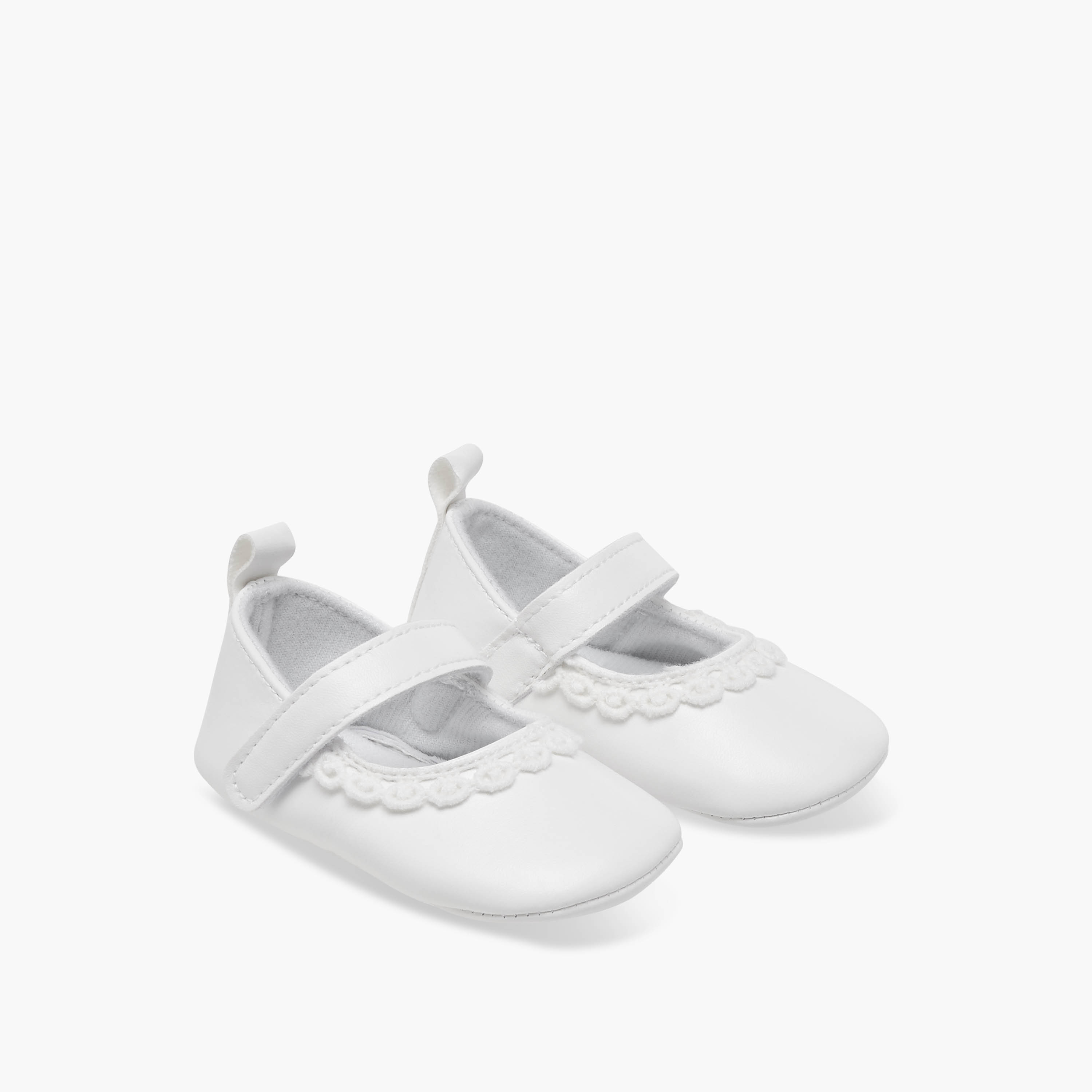 Juniors Lace Trim Booties with Hook and Loop Closure-baby-girls-shoes-booties-image-1