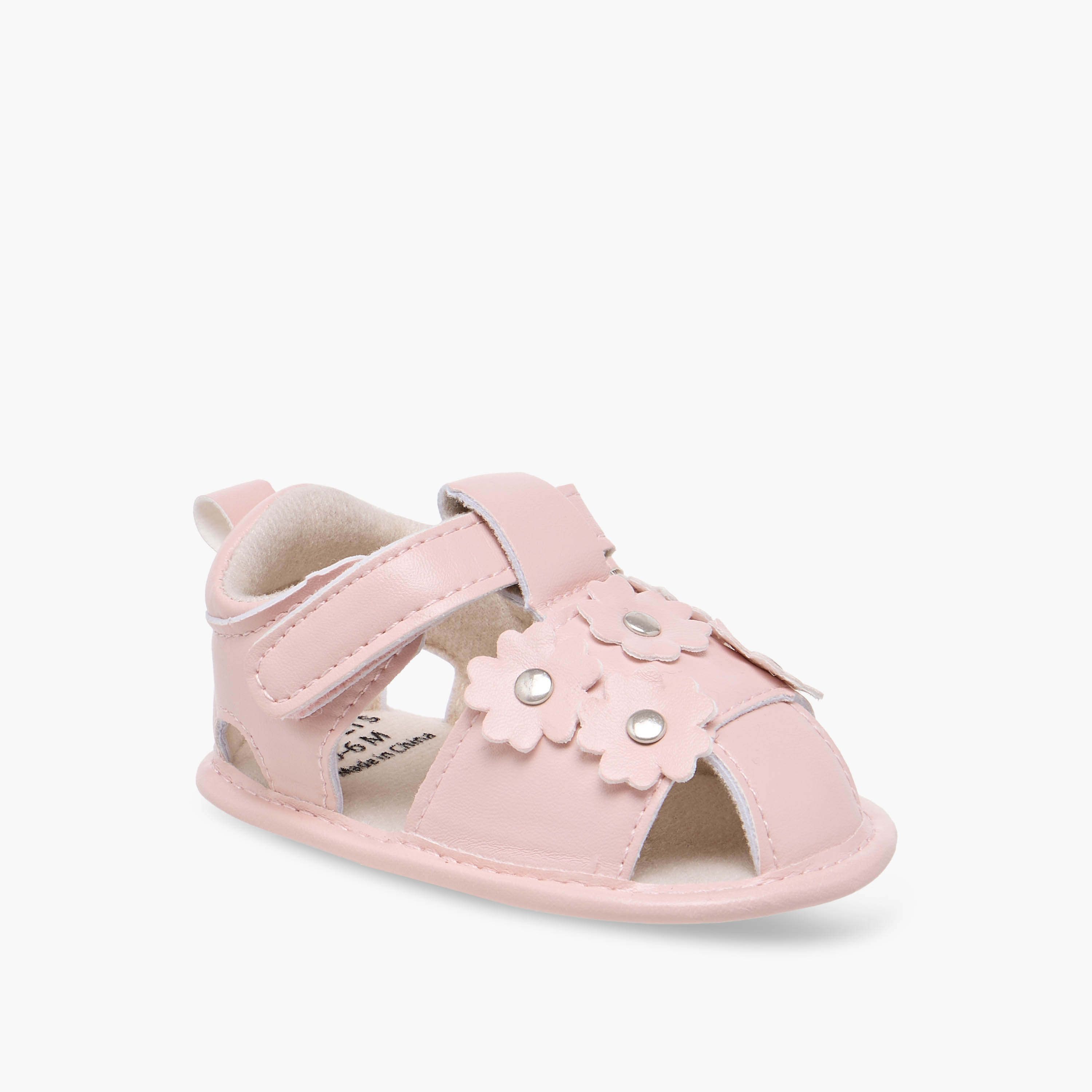 Juniors Floral Accent Booties with Hook and Loop Closure-baby-girls-shoes-sandals-image-2