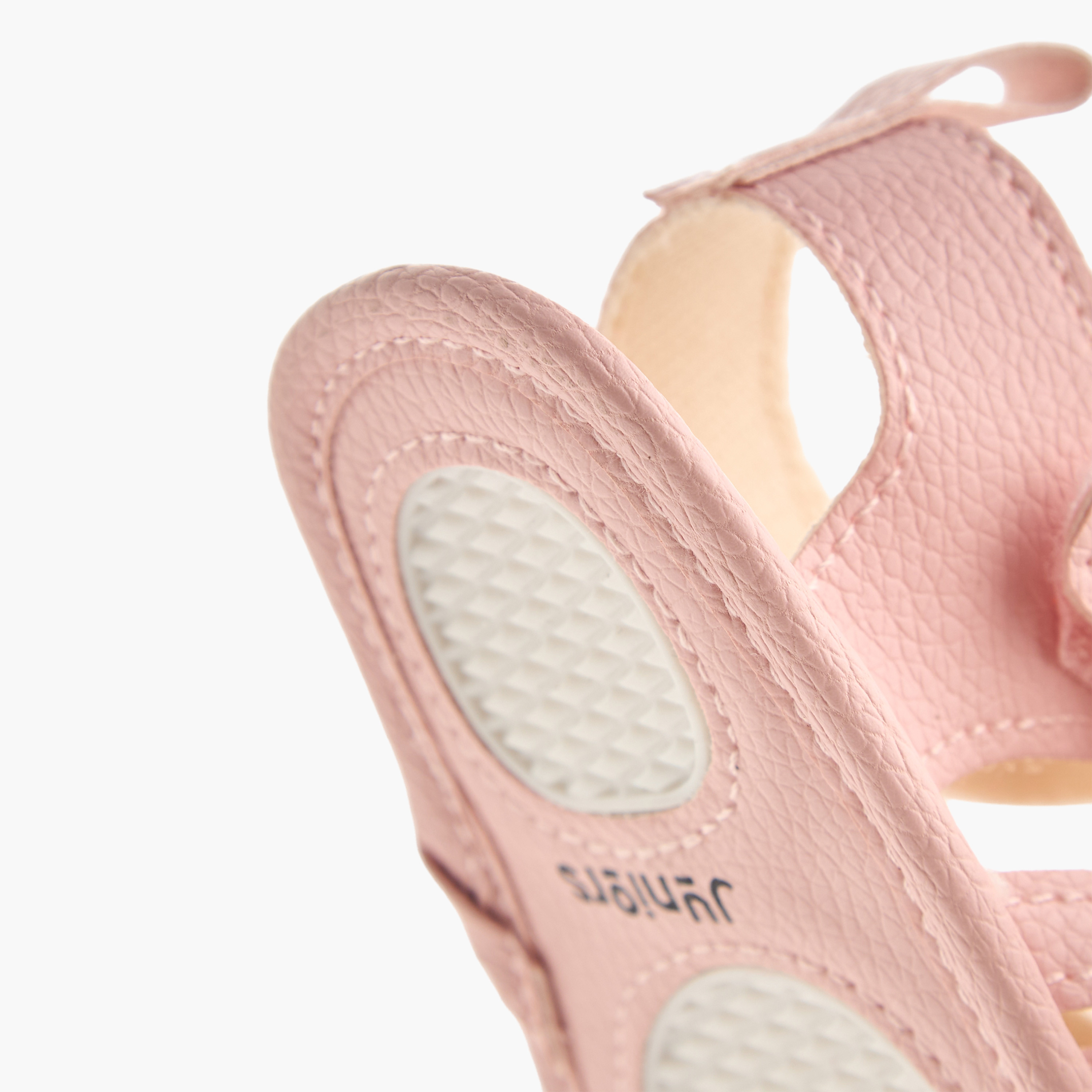 Juniors Sandals with Hook and Loop Closure, Floral Embroidered-baby-girls-shoes-sandals-image-5