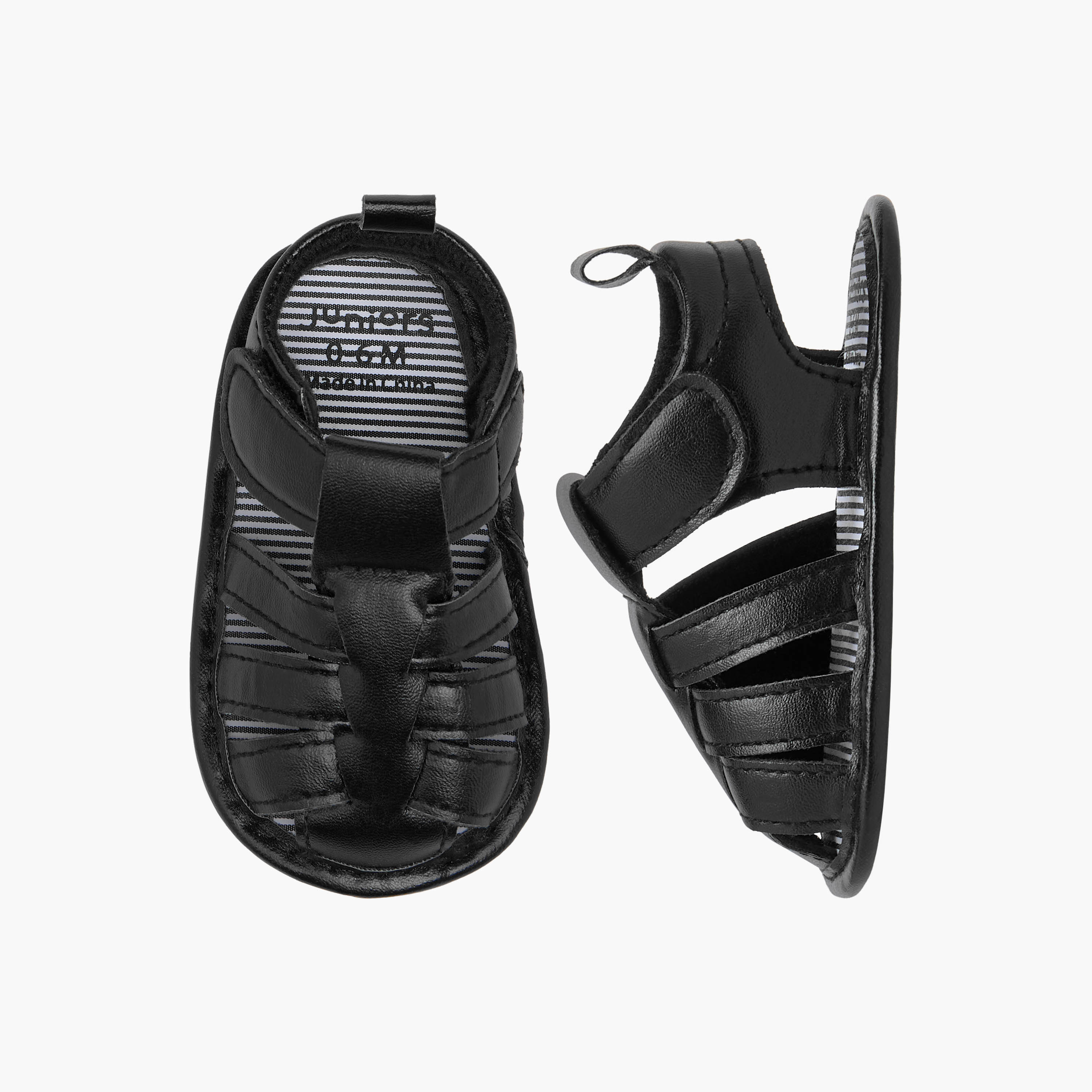 Juniors Solid Booties with Hook and Loop Closure-baby-boys-shoes-sandals-image-1