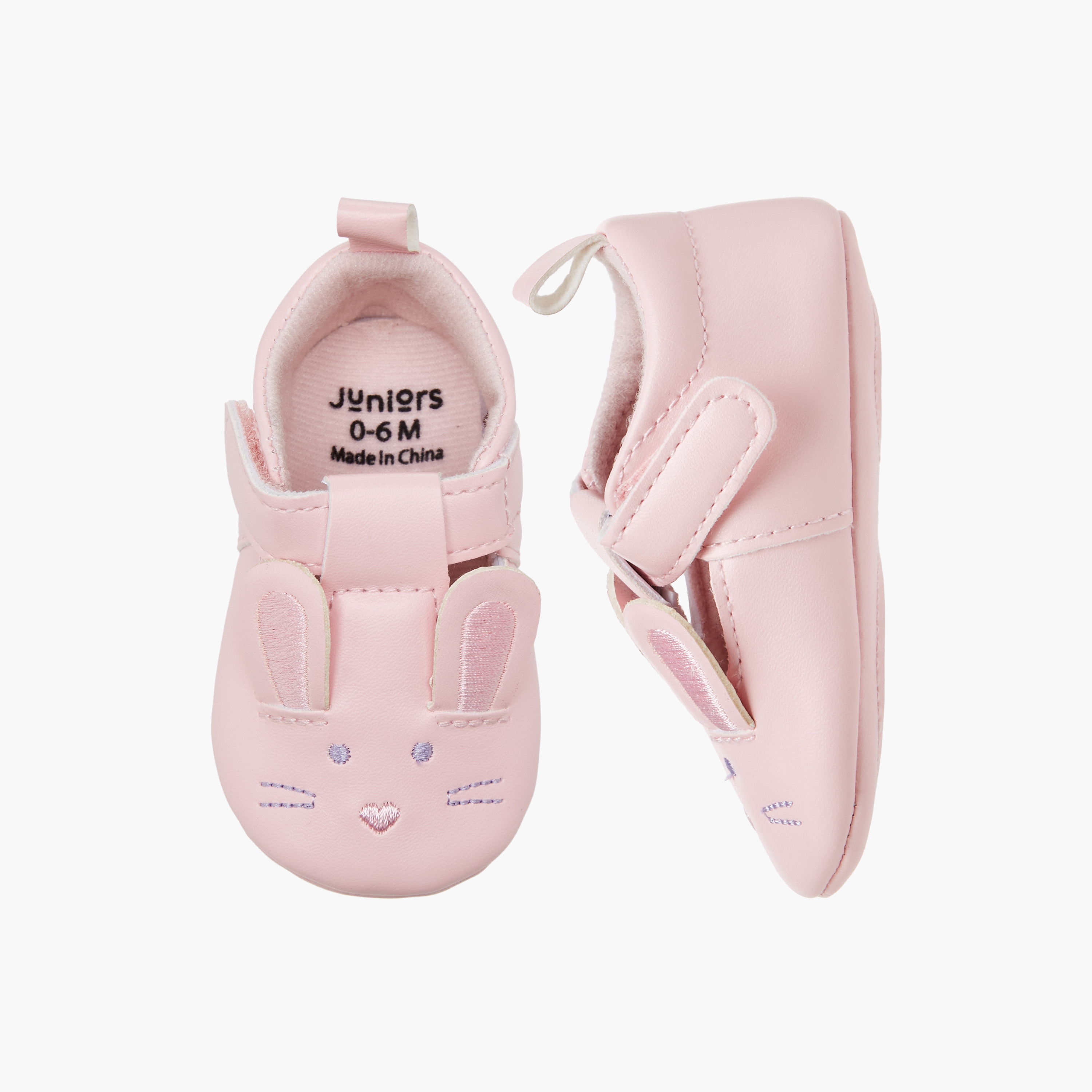 Juniors Bunny Ear Applique Booties with Hook and Loop Closure-baby-girls-shoes-closedshoes-image-1