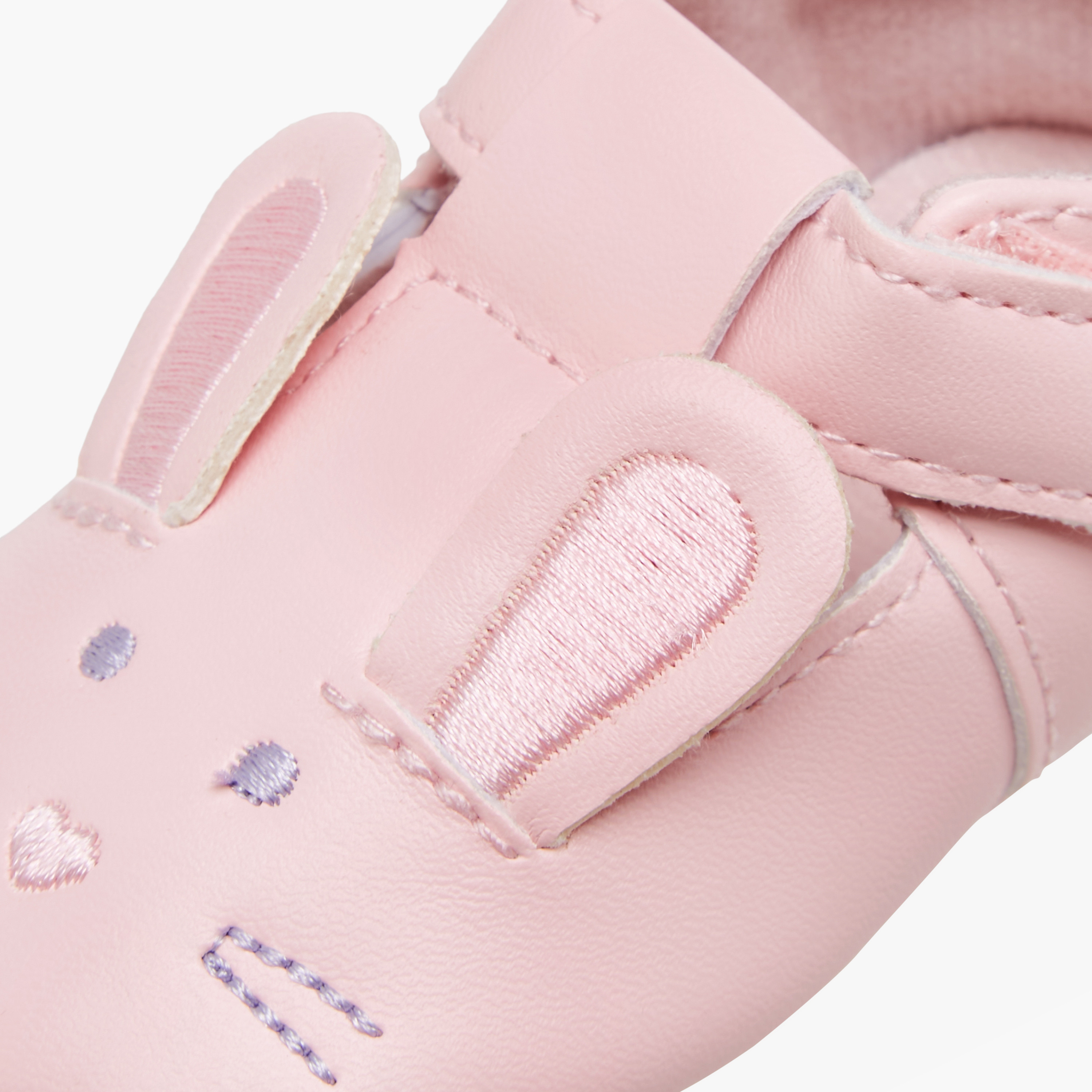 Juniors Bunny Ear Applique Booties with Hook and Loop Closure-baby-girls-shoes-closedshoes-image-4