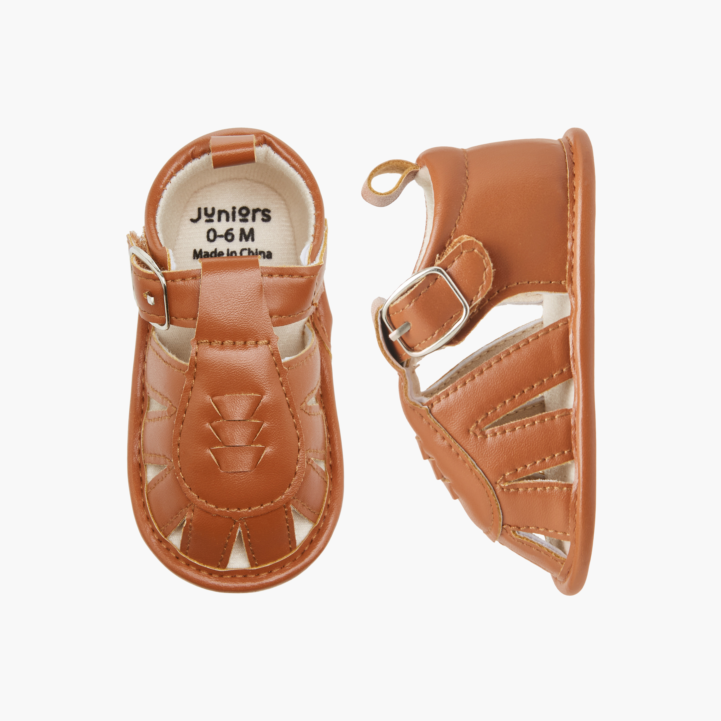 Juniors Textured Booties with Buckle Closure-baby-boys-shoes-closedshoes-image-1