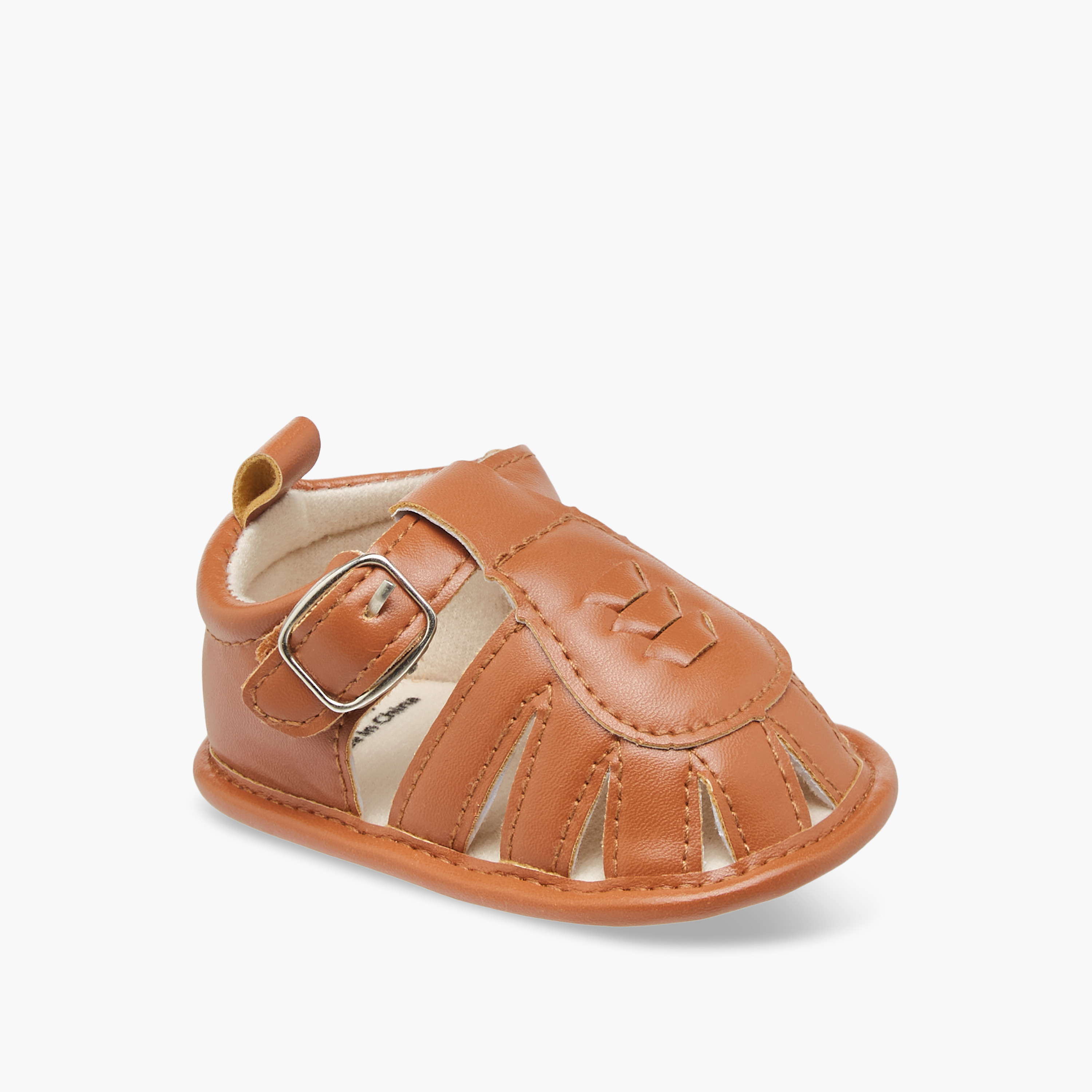 Juniors Textured Booties with Buckle Closure-baby-boys-shoes-closedshoes-image-2