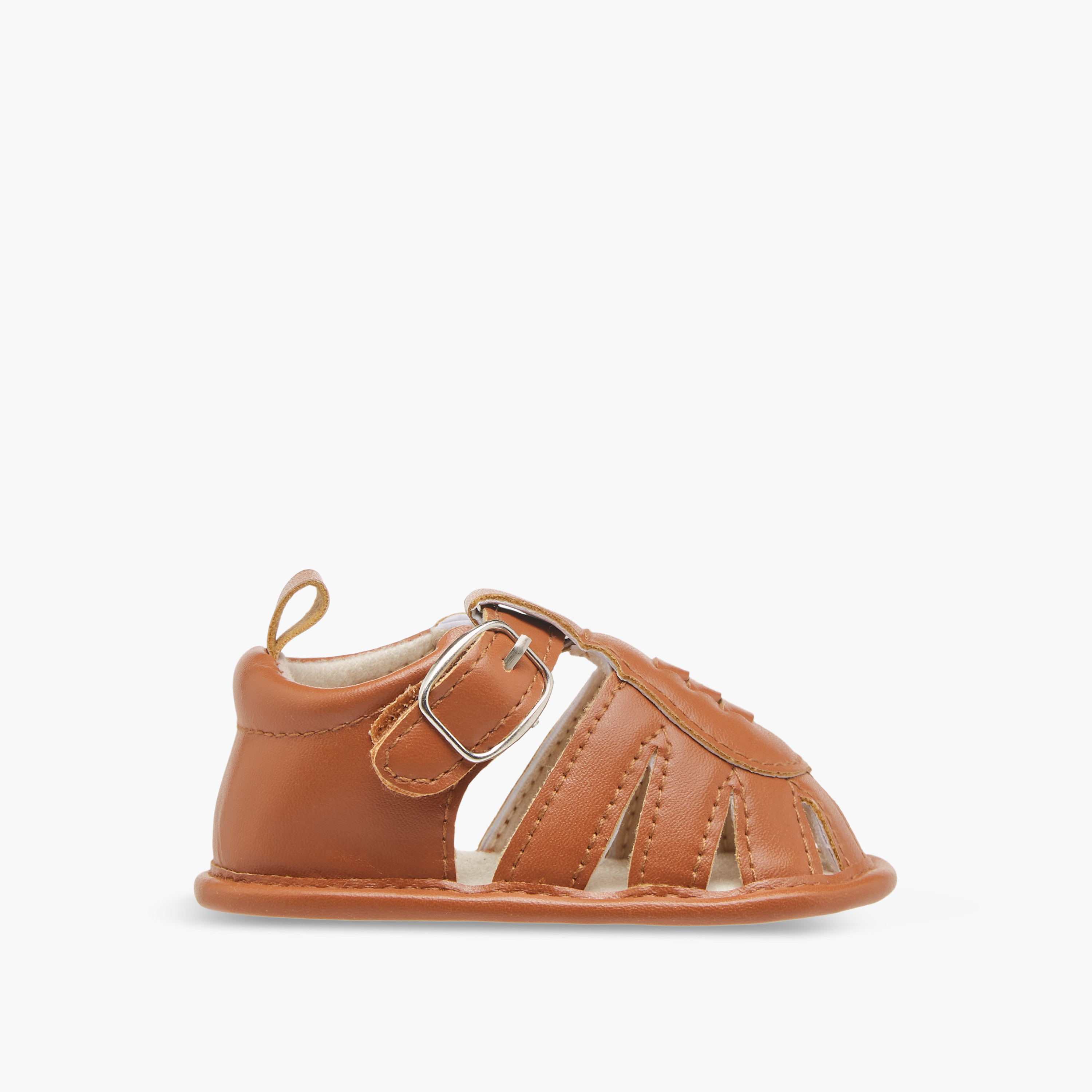 Juniors Textured Booties with Buckle Closure-baby-boys-shoes-closedshoes-image-3
