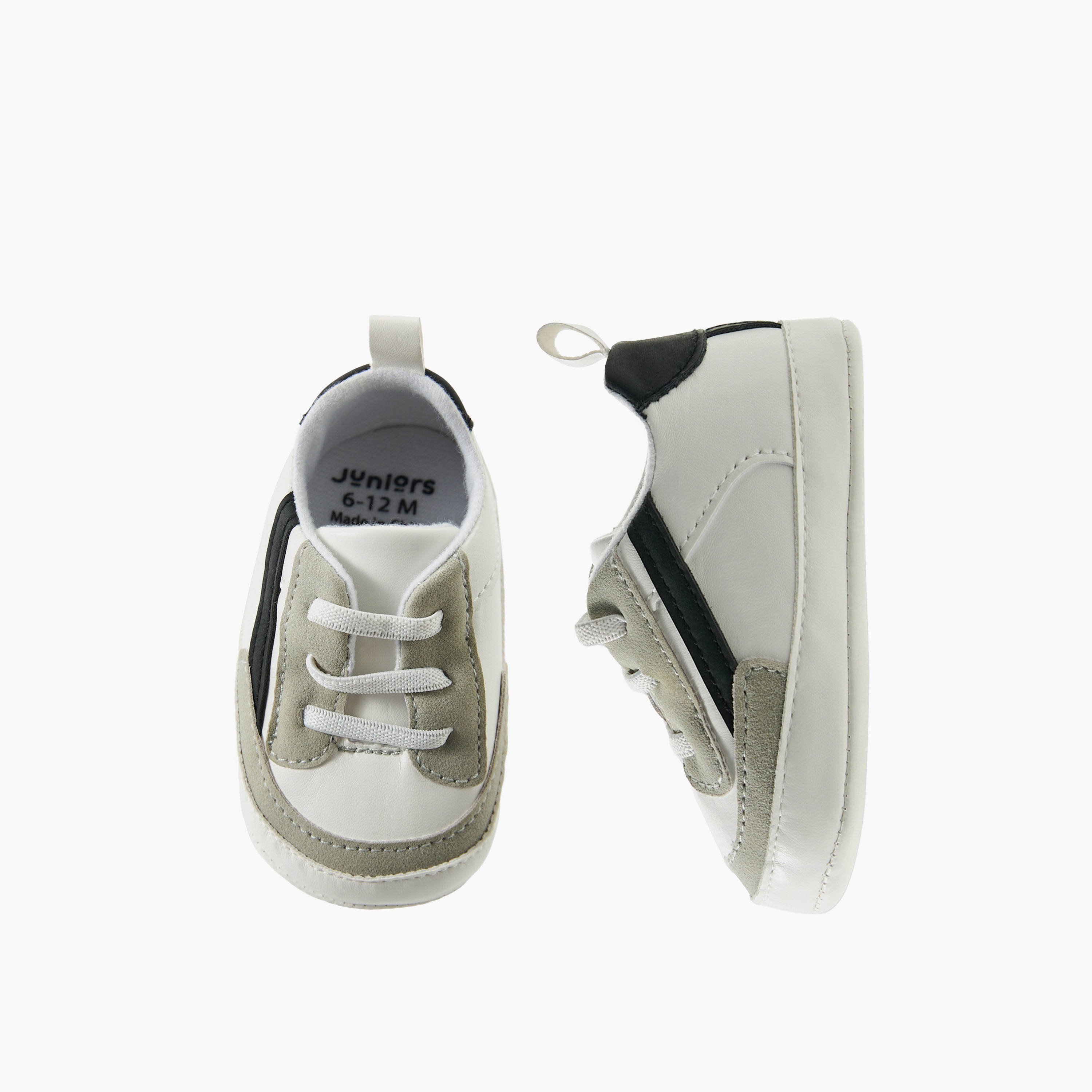 Juniors Booties with Lace-Up Design, Colourblock-baby-boys-shoes-booties-image-1