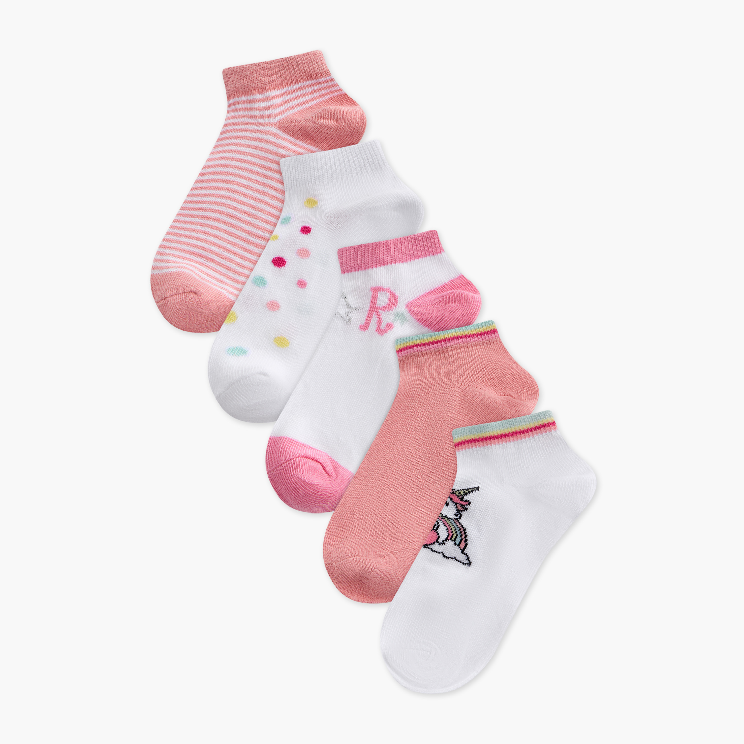 طقم جوارب 5 أزواج متنوعة بطول الكاحل من فلورا بيلا-girls-accessories-socks-image-1