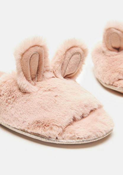 Cozy Plush Slip-On Bedroom Slippers with Ear Appliques