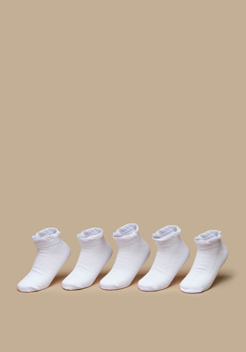 Juniors Textured Ankle Length Socks with Ruffle Hem - Set of 5-Boy%27s Socks-image-0