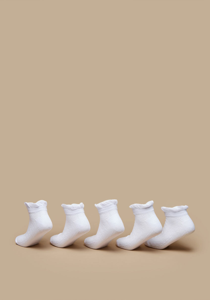 Juniors Textured Ankle Length Socks with Ruffle Hem - Set of 5-Boy%27s Socks-image-1