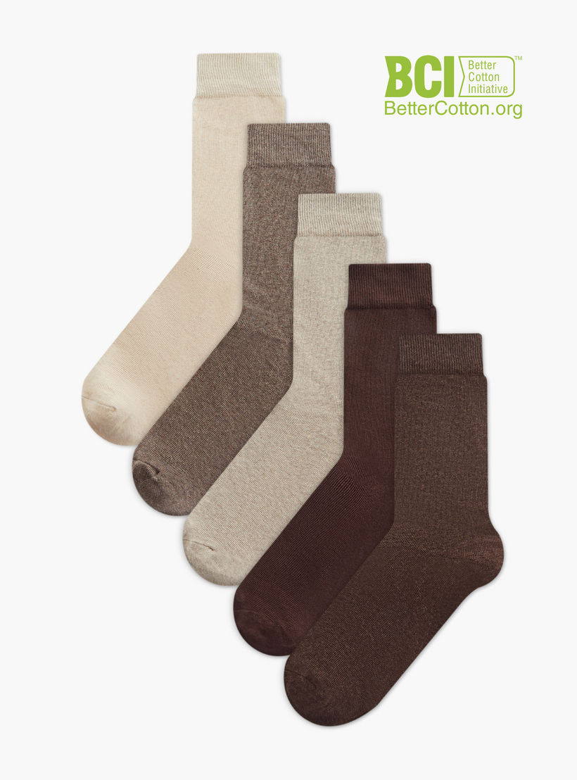 طقم جوارب 5 أزواج سادة بطول الساق-men-socks-image-1