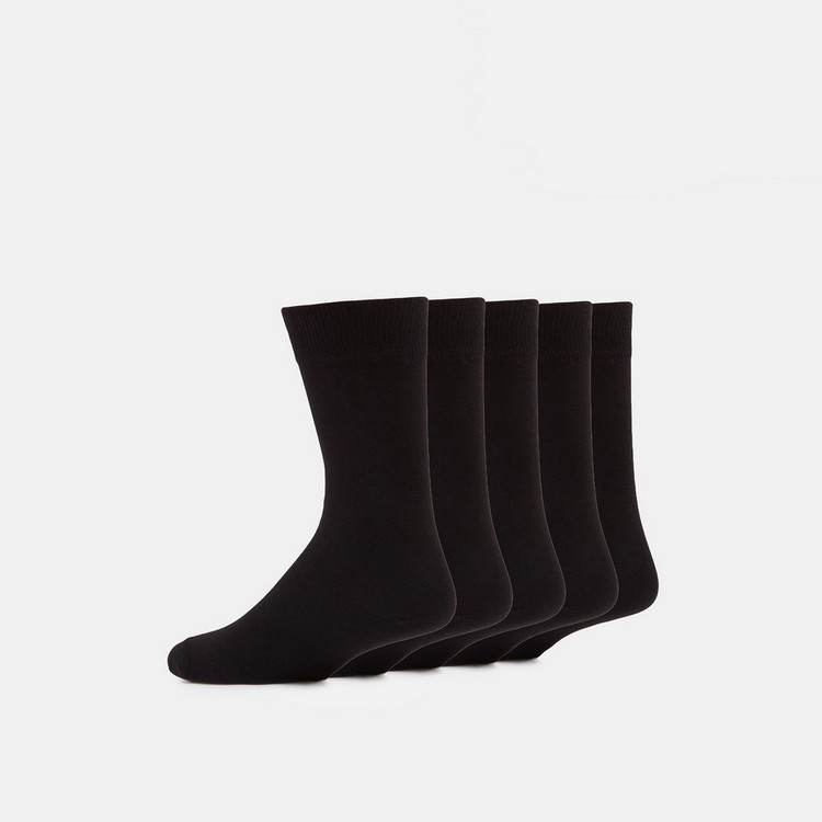 Solid Calf Length Socks - Set of 5