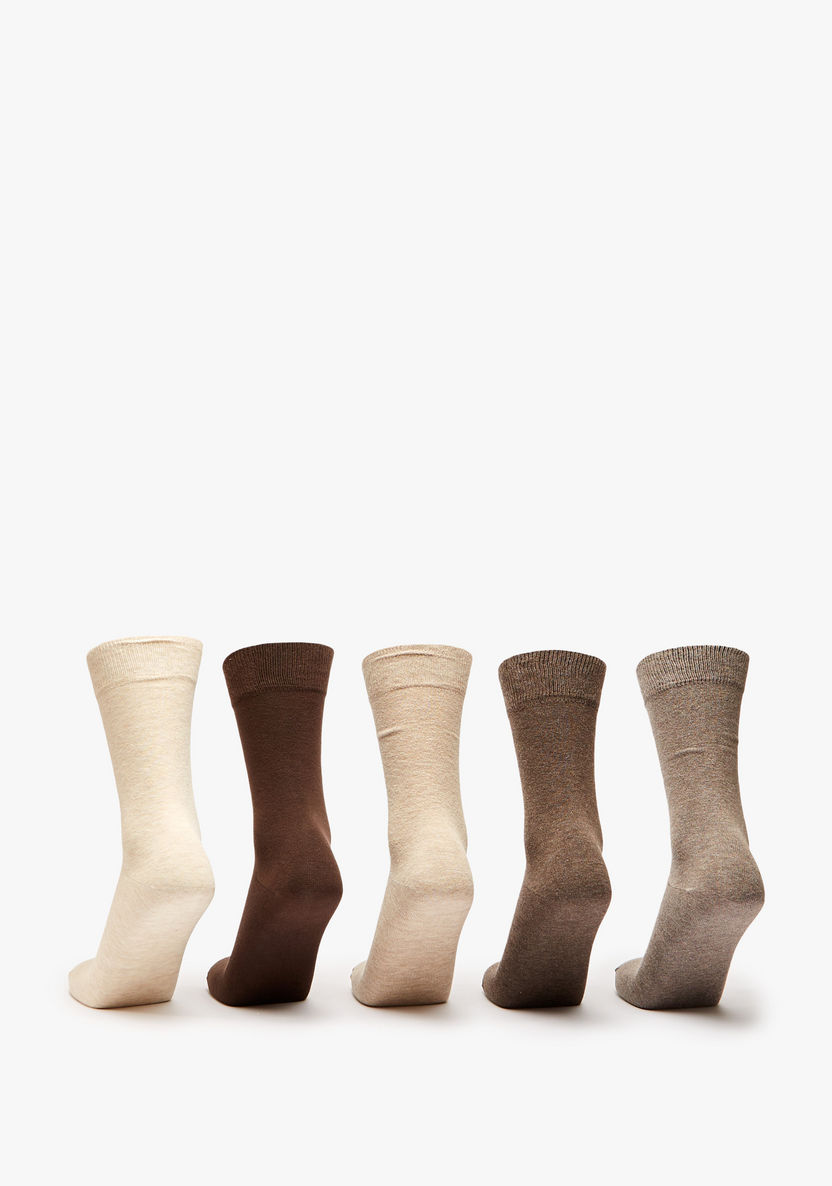 Solid Calf Length Socks - Set of 5-Men%27s Socks-image-2