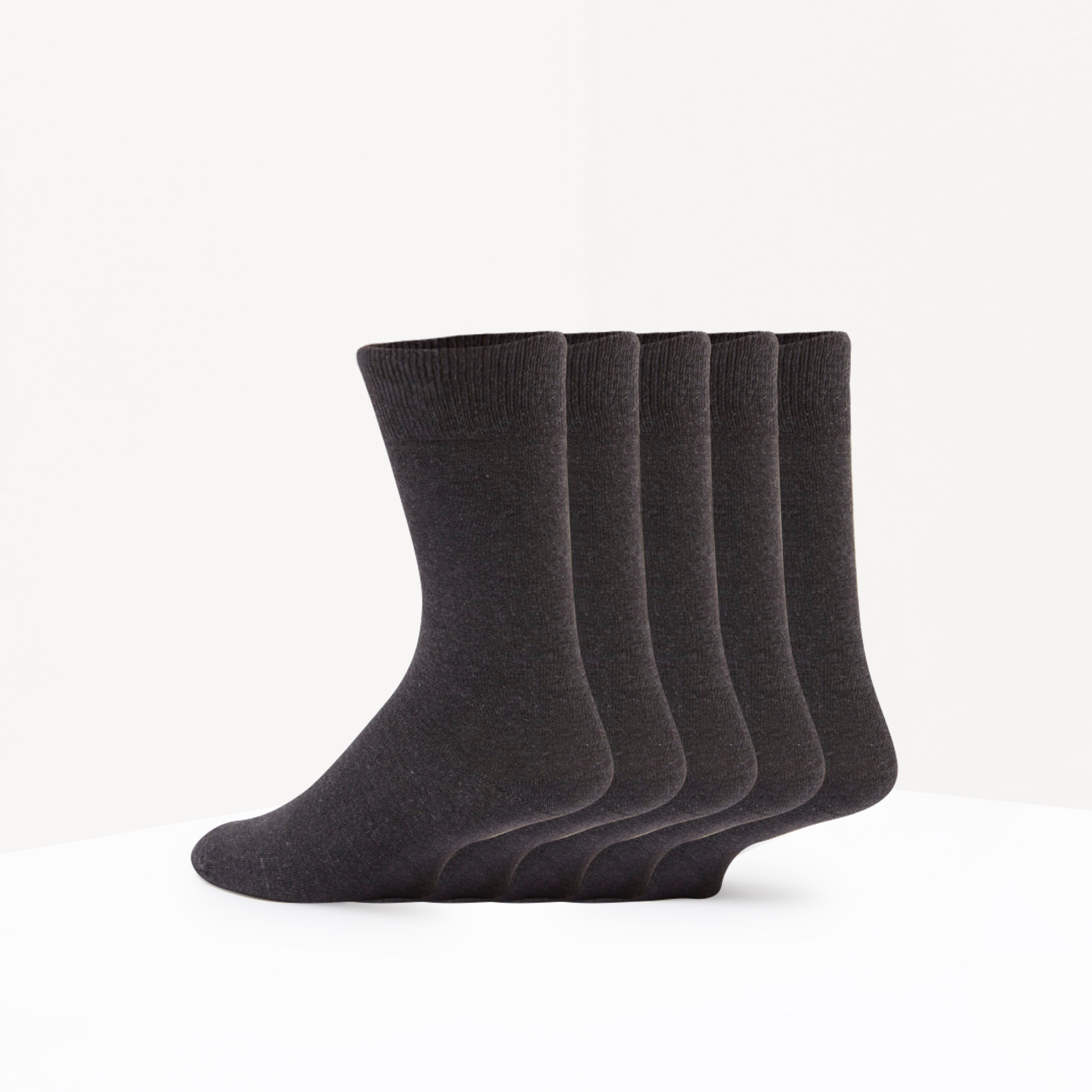 Solid Calf Length Socks - Set of 5-men-socks-image-2