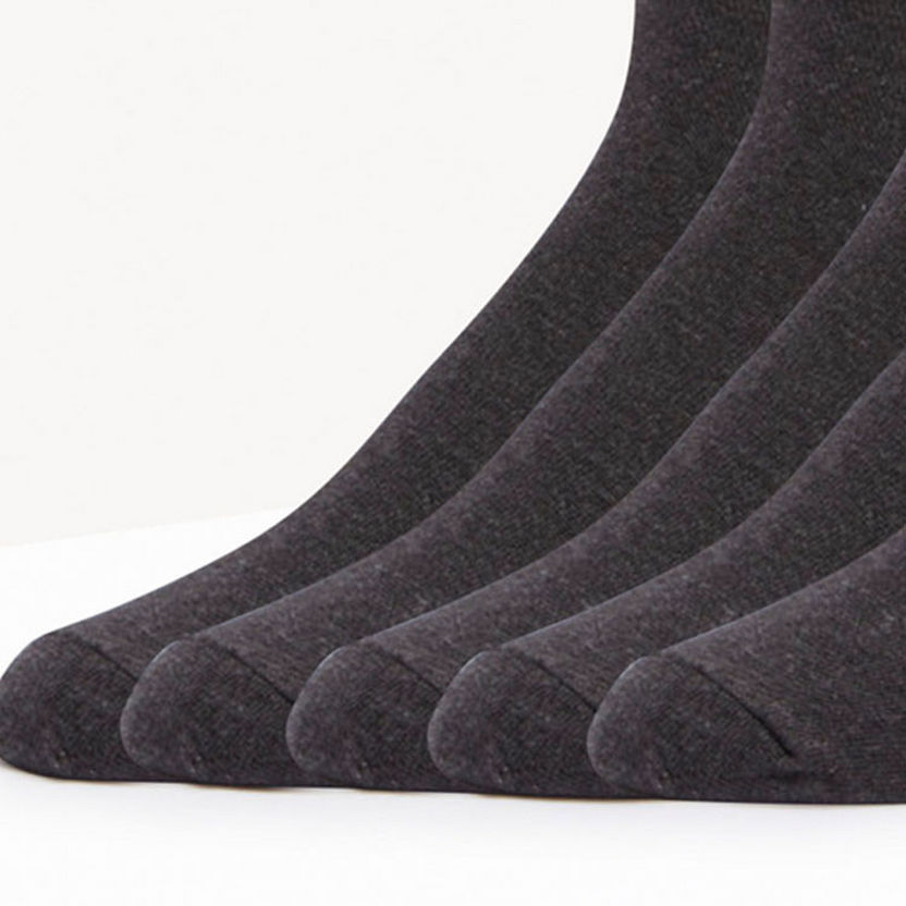 Solid Calf Length Socks - Set of 5-Men%27s Socks-image-2