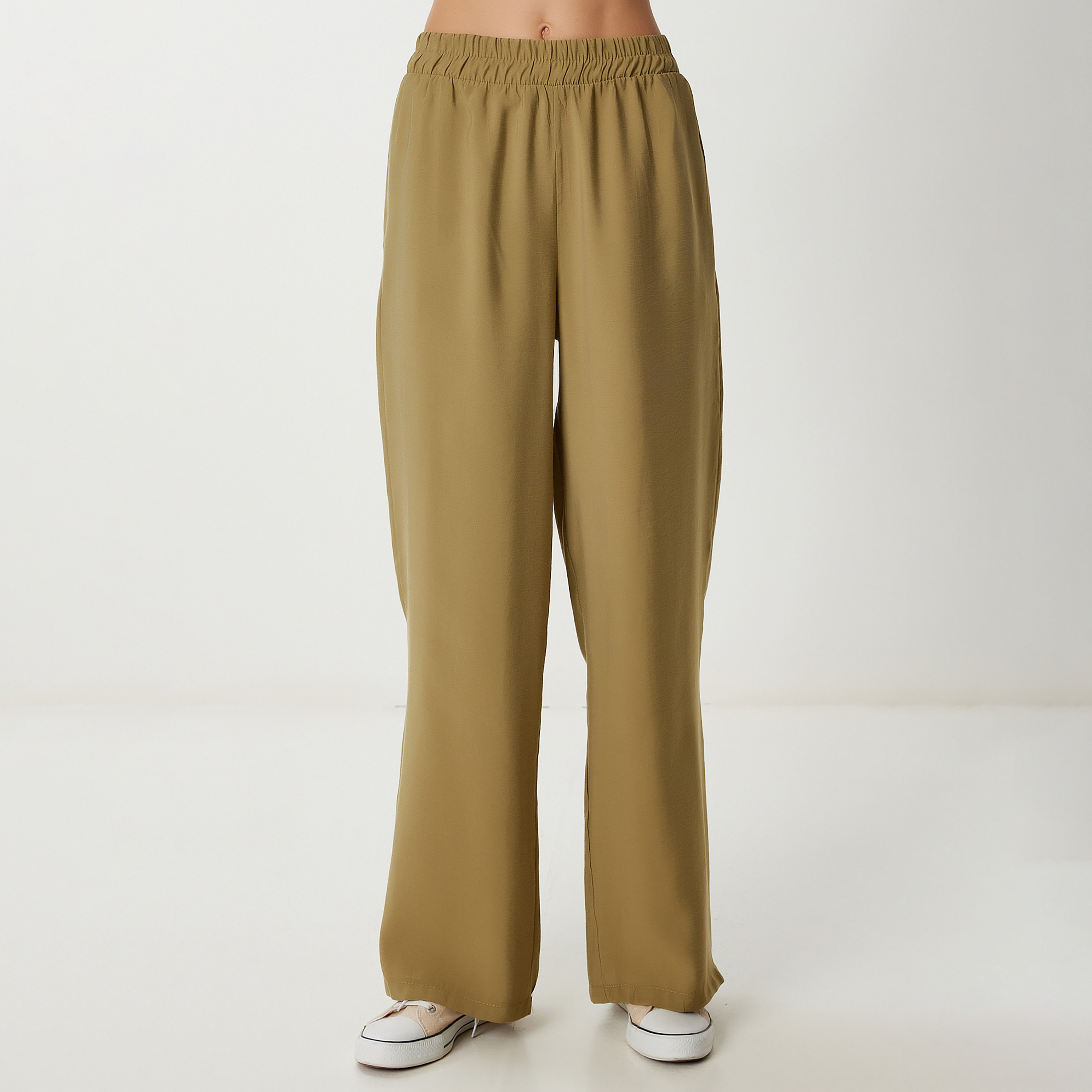 طقم قميص وسراويل نسائية بياقة زيتونية بياقة أخضر زيتوني من Happiness في إسطنبول-women-clothing-coordsets-image-4