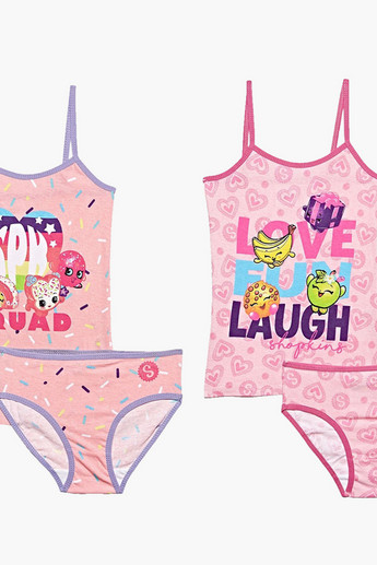 Buy Baby Girls' Shopkins Printed Briefs with Vest (Buy 1 Get 1 Free