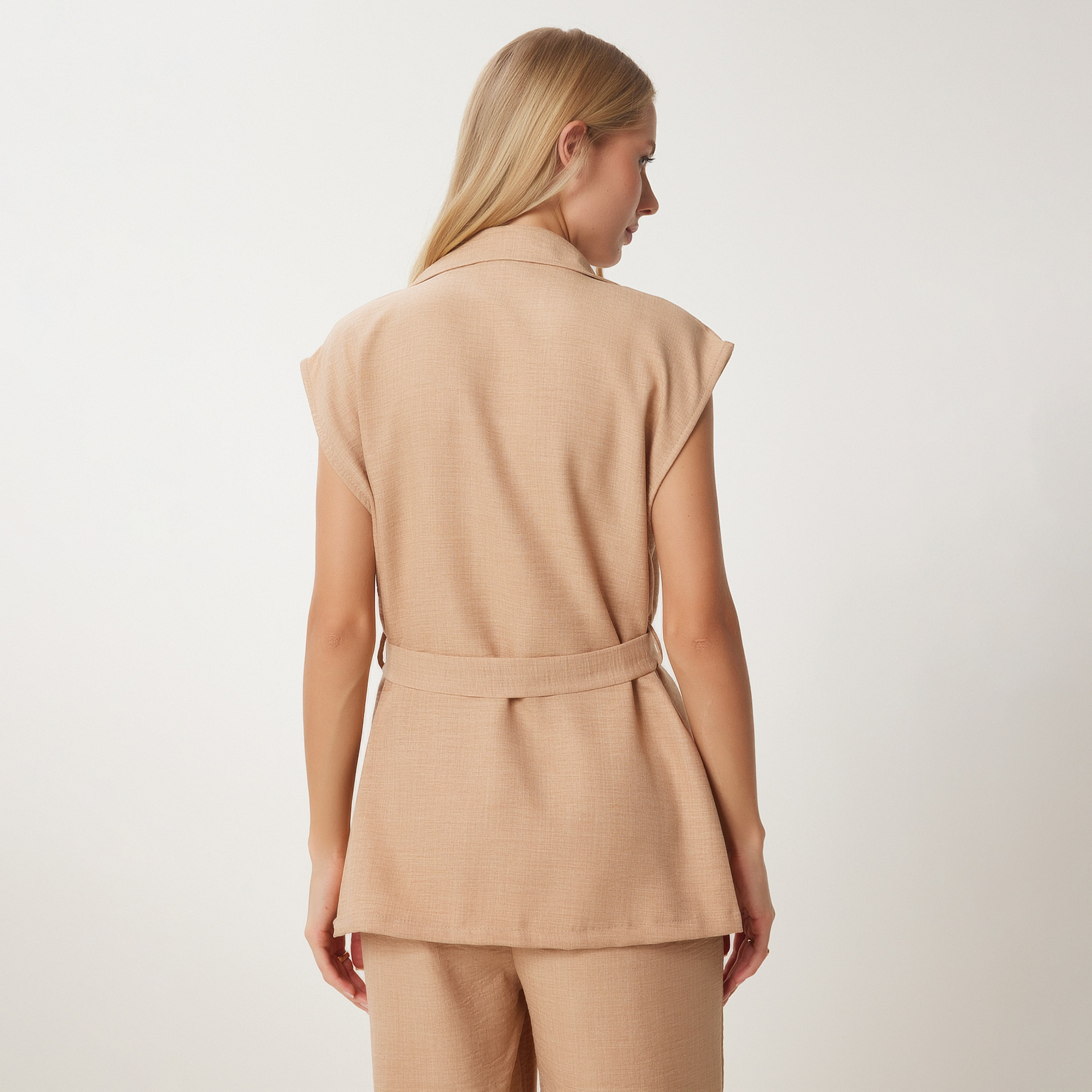 Happiness Istanbul Biscuit Lapel collar Blazer & Trousers Women's Set-women-clothing-coordsets-image-6