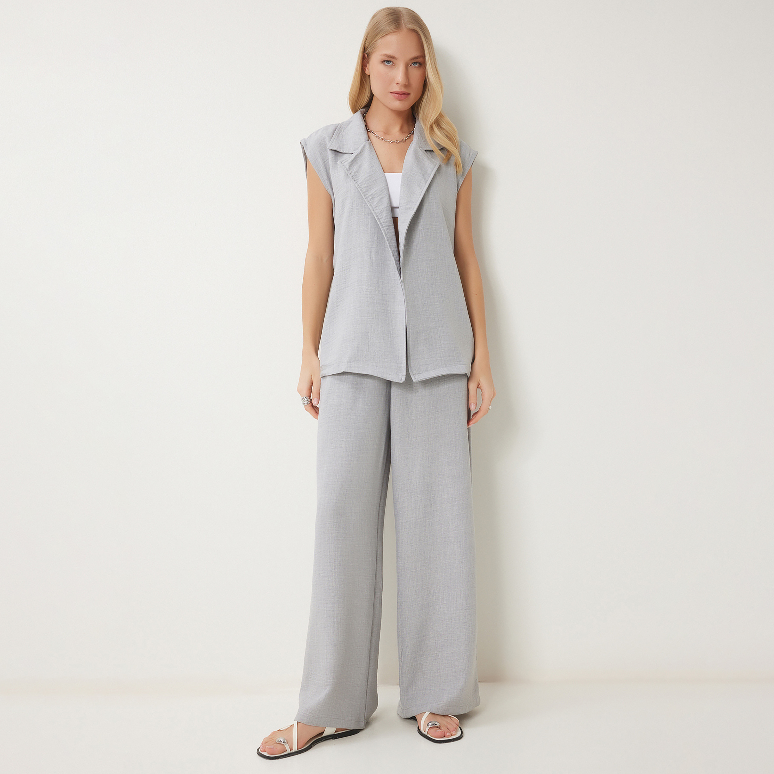 Happiness Istanbul Biscuit Lapel collar Blazer & Trousers Women's Set-women-clothing-coordsets-image-11