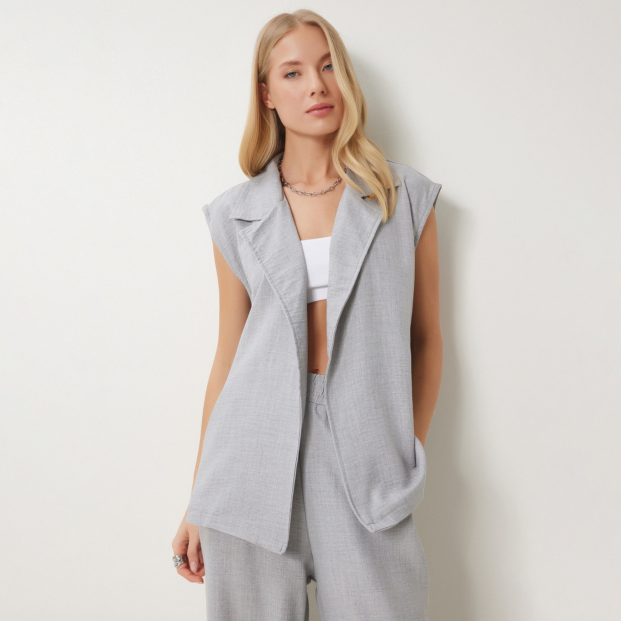 Happiness Istanbul Biscuit Lapel collar Blazer & Trousers Women's Set-women-clothing-coordsets-image-14