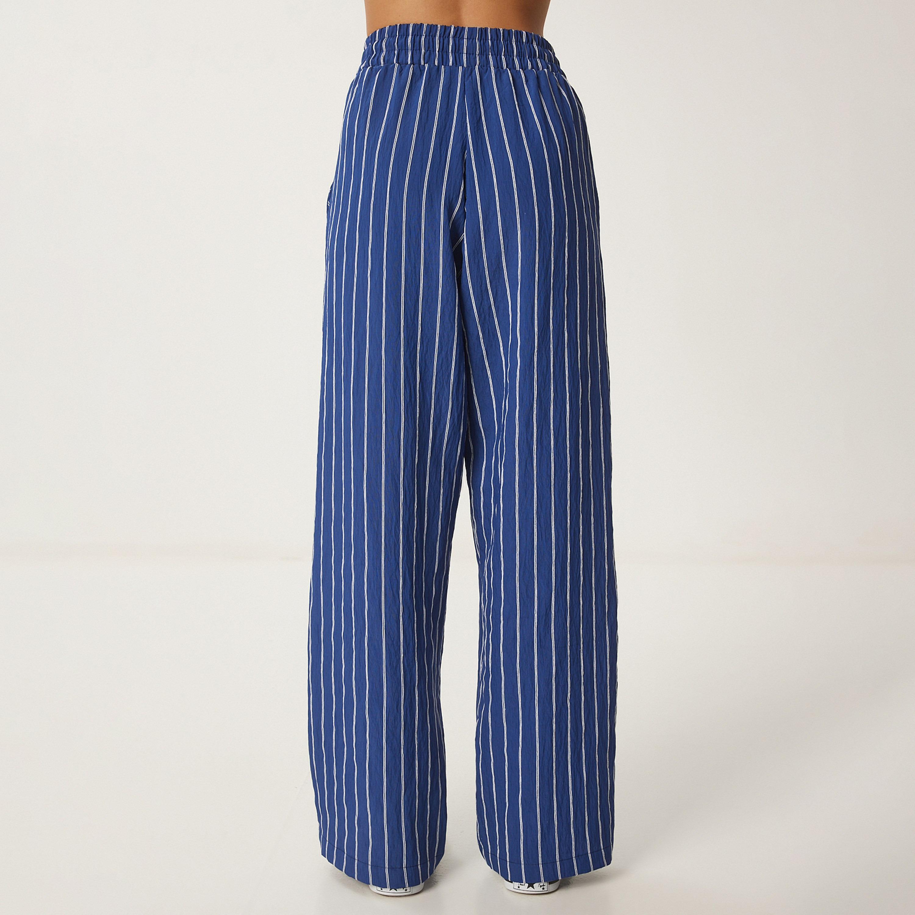 Happiness Istanbul Striped Collared Shirt & Trousers Women's Set-women-clothing-coordsets-image-7