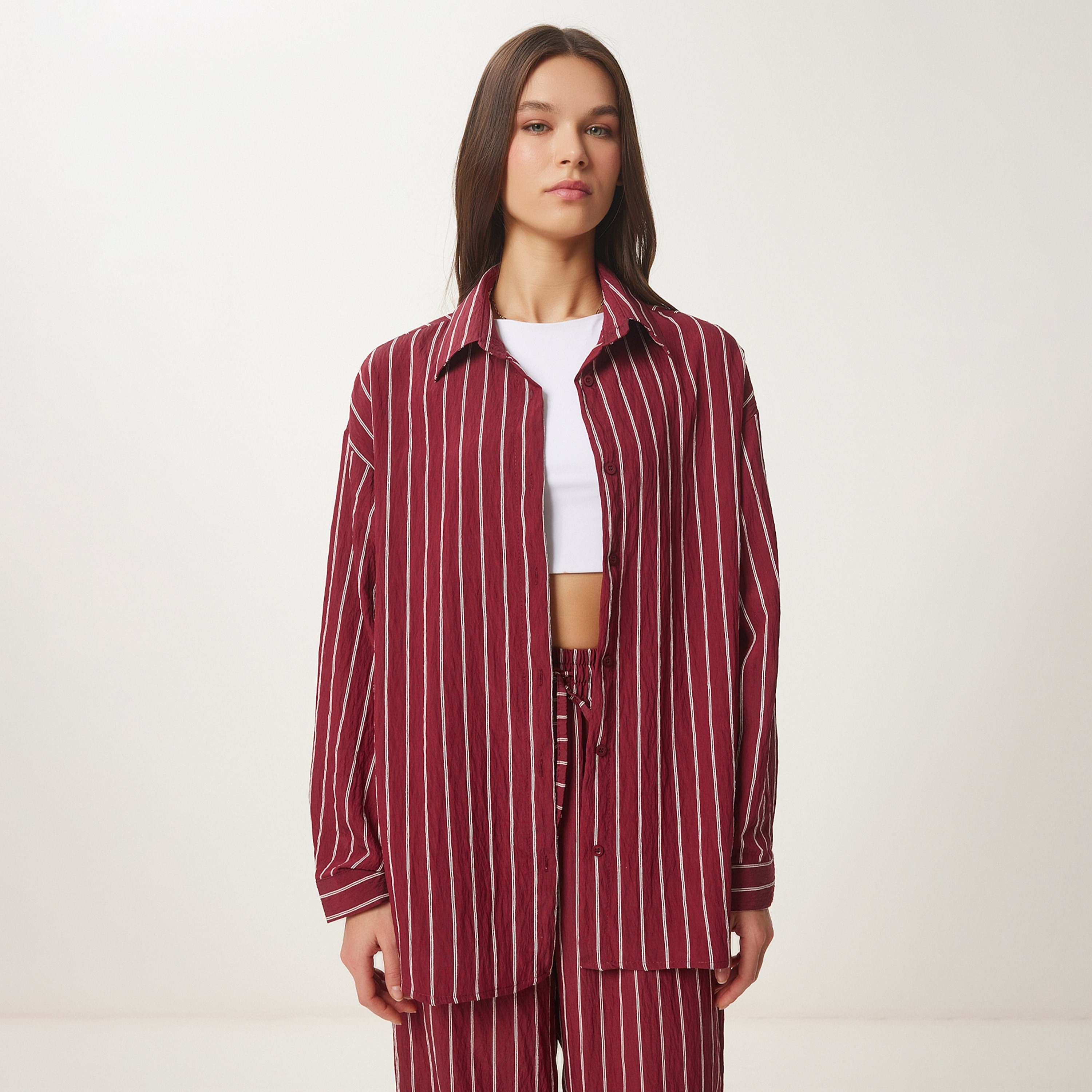 قميص وسراويل نسائية بياقة مخطط من إسطنبول من سعادة-women-clothing-coordsets-image-19