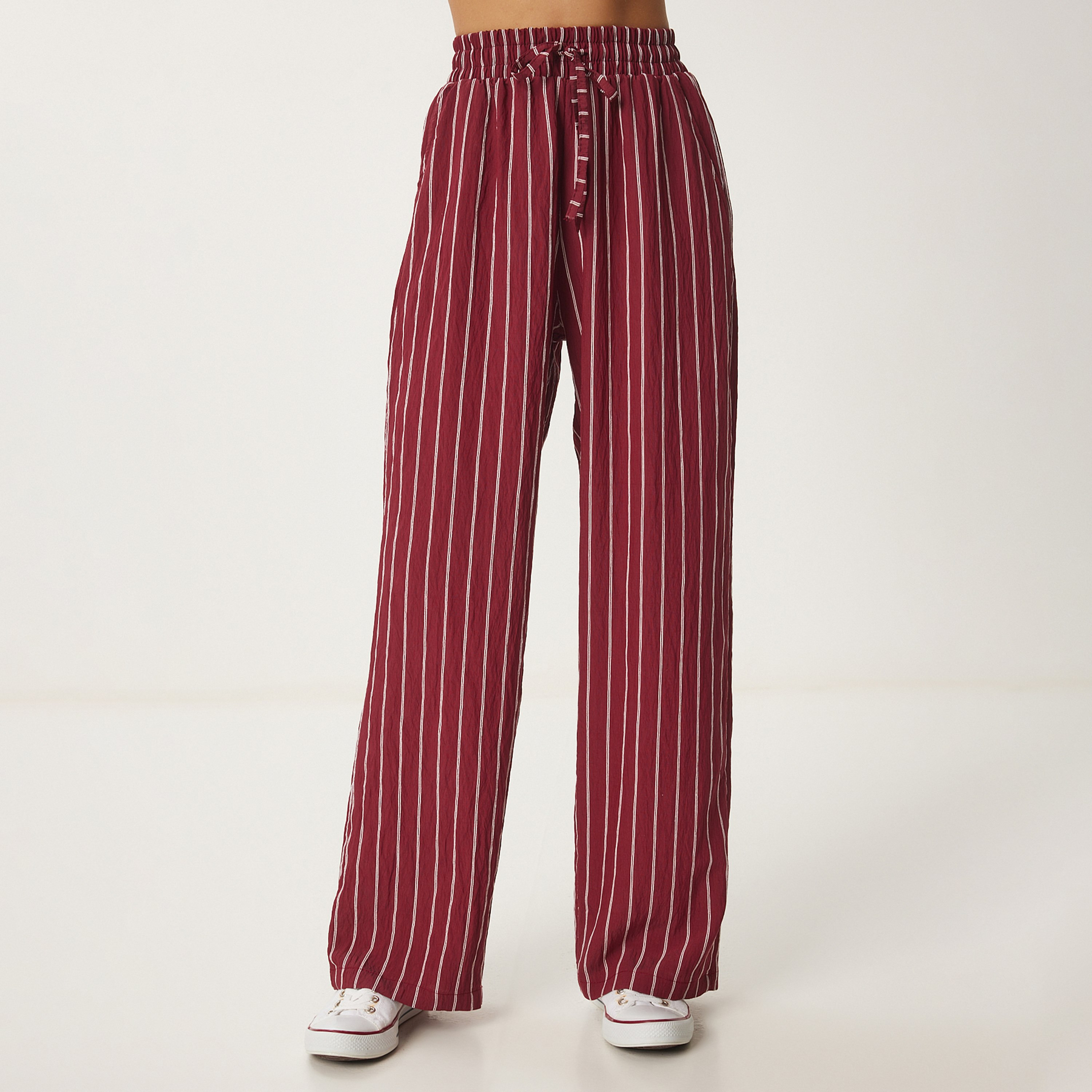 قميص وسراويل نسائية بياقة مخطط من إسطنبول من سعادة-women-clothing-coordsets-image-20