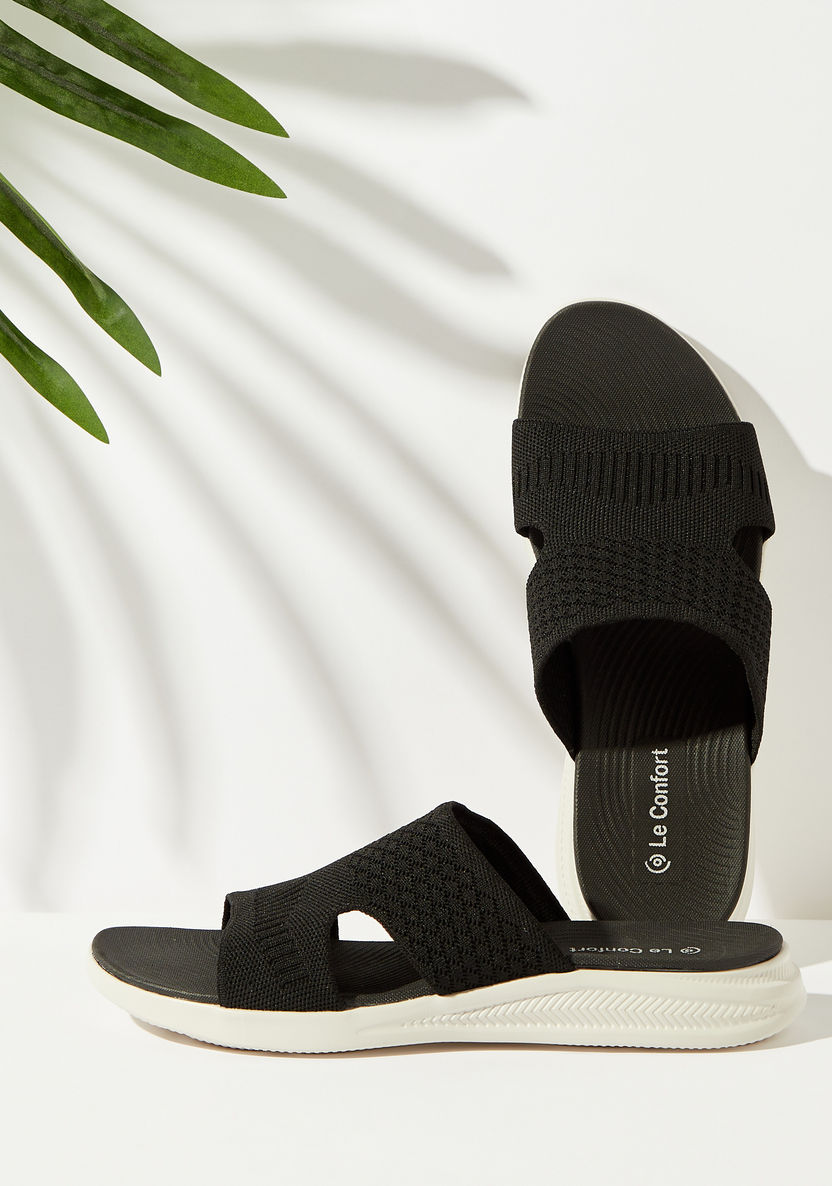 Le Confort Textured Slip-On Sandals with Flatform Heels-Women%27s Heel Sandals-image-0