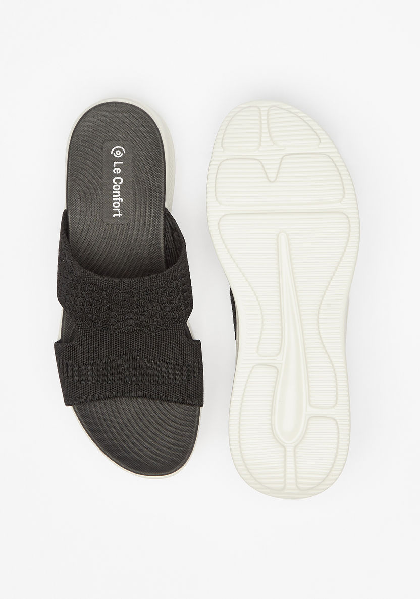 Le Confort Textured Slip-On Sandals with Flatform Heels-Women%27s Heel Sandals-image-4