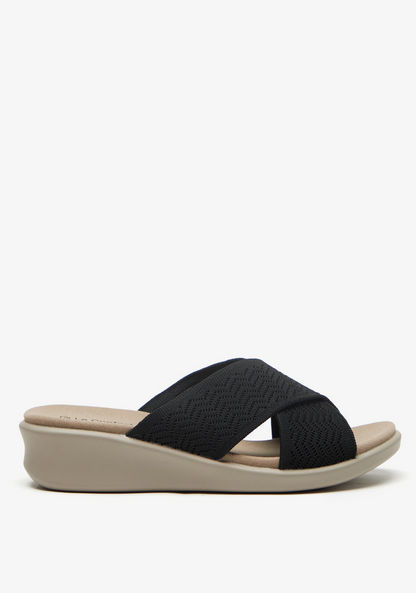 Le Confort Textured Open Toe Slip-On Sandals-Women%27s Flat Sandals-image-0