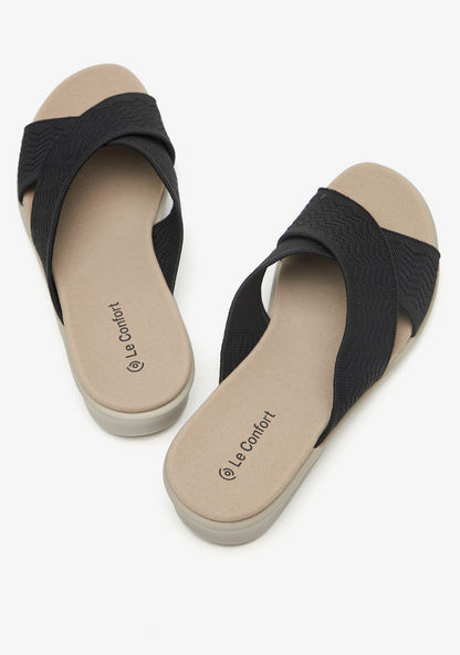 Le Confort Textured Open Toe Slip-On Sandals-Women%27s Flat Sandals-image-1