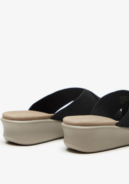 Le Confort Textured Open Toe Slip-On Sandals-Women%27s Flat Sandals-image-2