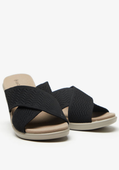 Le Confort Textured Open Toe Slip-On Sandals-Women%27s Flat Sandals-image-3