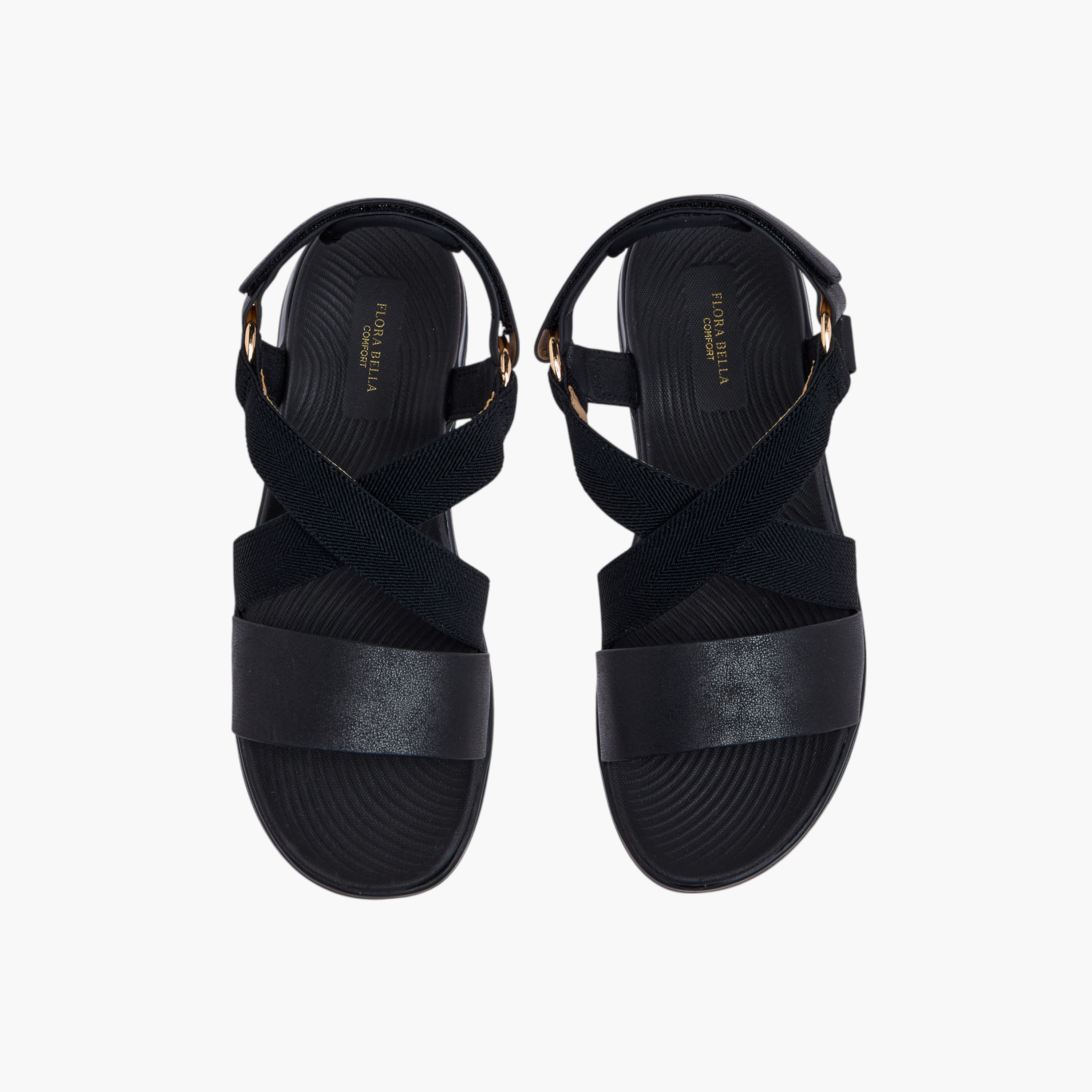 صندل بحزام متقاطع وشريط إغلاق لاصق من فلورا بيلا-women-shoes-flats-sandals-image-1