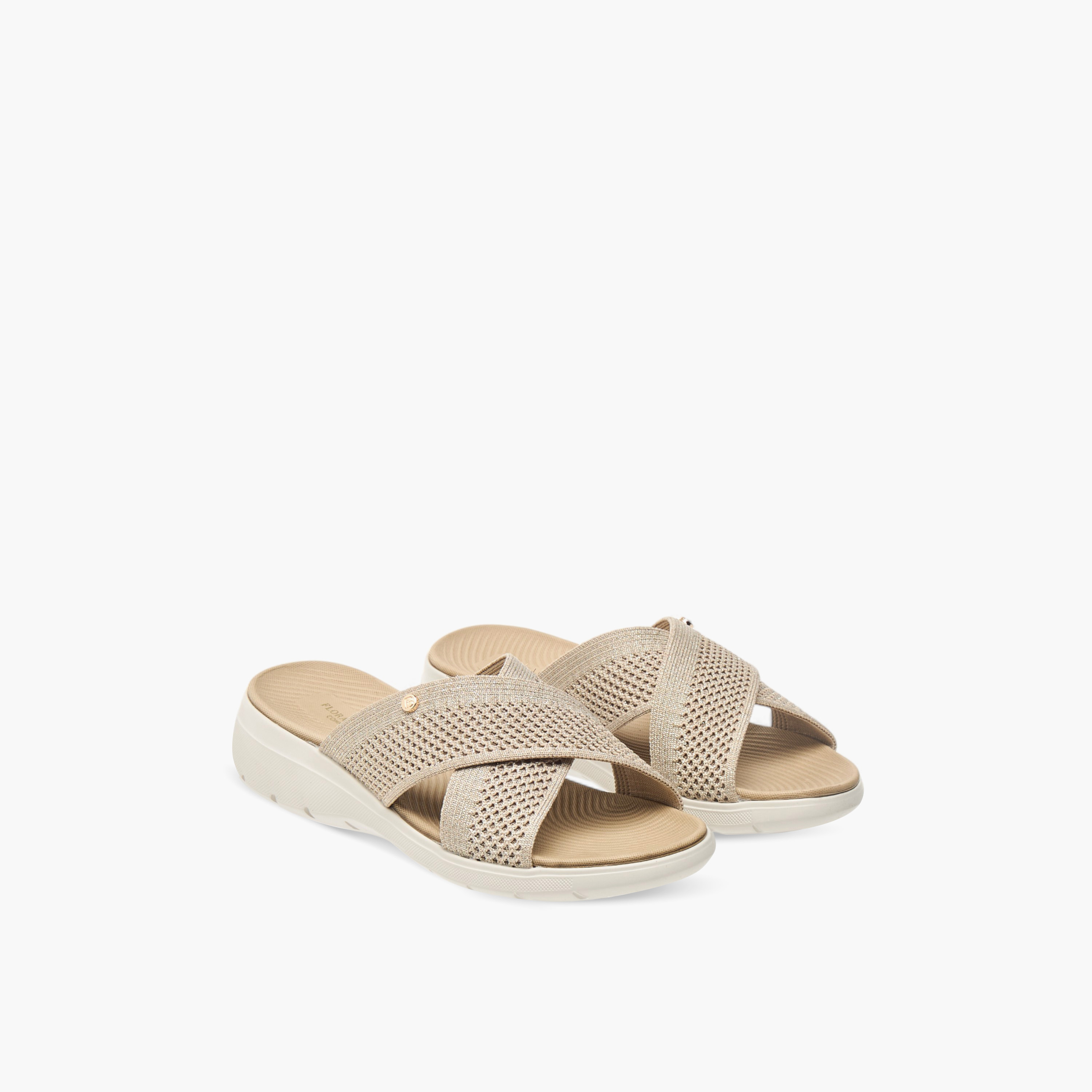 Flora Bella Textured Slip-On Cross Strap Comfort Sandals-women-shoes-sandals-heeled-image-1