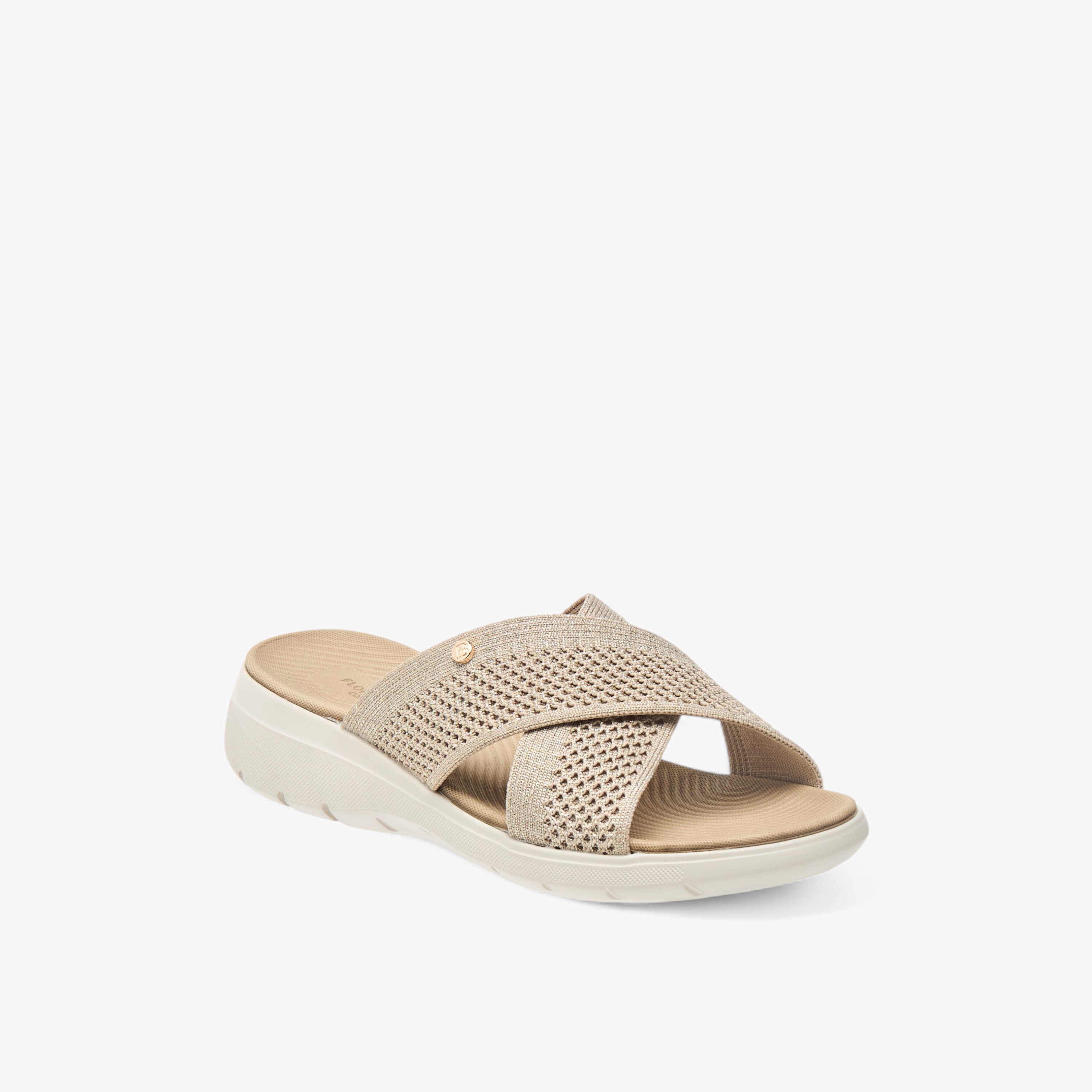Flora Bella Textured Slip-On Cross Strap Comfort Sandals-women-shoes-sandals-heeled-image-2