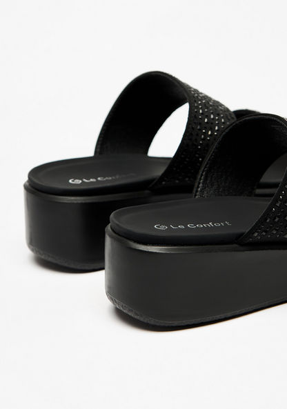 Le Confort Embellished Slip-On Platform Sandals-Women%27s Flat Sandals-image-3