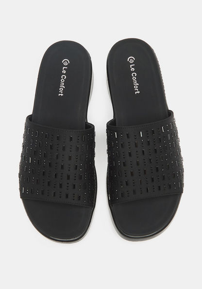 Le Confort Embellished Slip-On Flatform Heels-Women%27s Flat Sandals-image-1